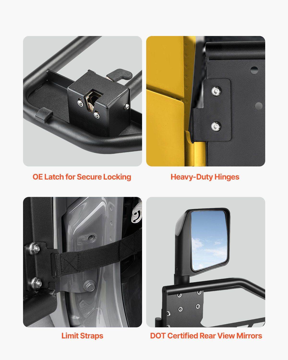 Jeep Tube Doors, 4-Door, Hunting Style Jeep Tubular Door with DOT Certified Rear View Mirrors, Jeep Doors with Rear Mirrors for 2018-2024 Jeep Wrangler JL & 2020-2024 Jeep Gladiator JT - Image 4