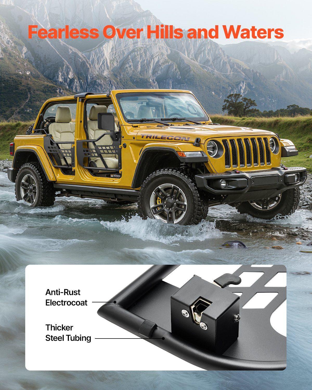 Jeep Tube Doors, 4-Door, Hunting Style Jeep Tubular Door with DOT Certified Rear View Mirrors, Jeep Doors with Rear Mirrors for 2018-2024 Jeep Wrangler JL & 2020-2024 Jeep Gladiator JT - Image 6