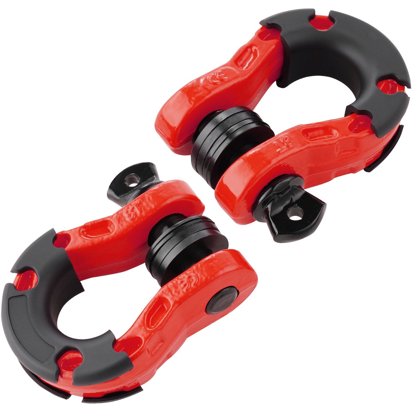 D-Ring Shackle, 2 Pack 19.05 mm Alloy Steel Shackles 30 Ton Break Strength with 22 mm Screw Pin, Isolators & Washers Kit, Heavy Duty Off Road Vehicle Recovery Shackle for Jeep and Truck, Red - Image 1