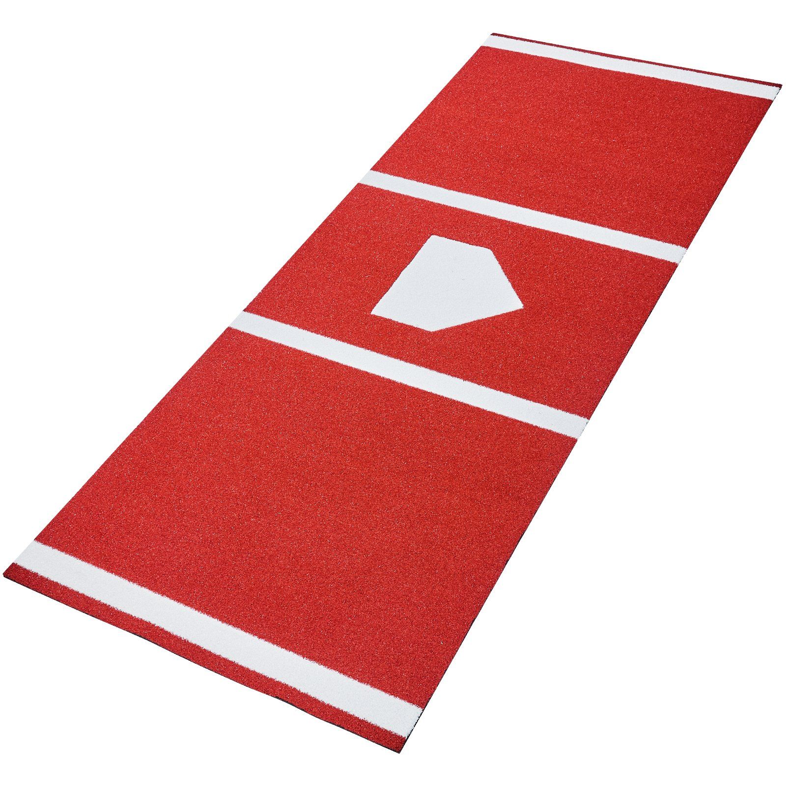Baseball Hitting Mat, 300x116cm Batting Cage Mat, Batters Box Turf Mats, Softball Batting Practice Equipment with Home Plate and Anti Fade Turf, Portable Training Aid for Indoor Outdoor, Red - Image 1