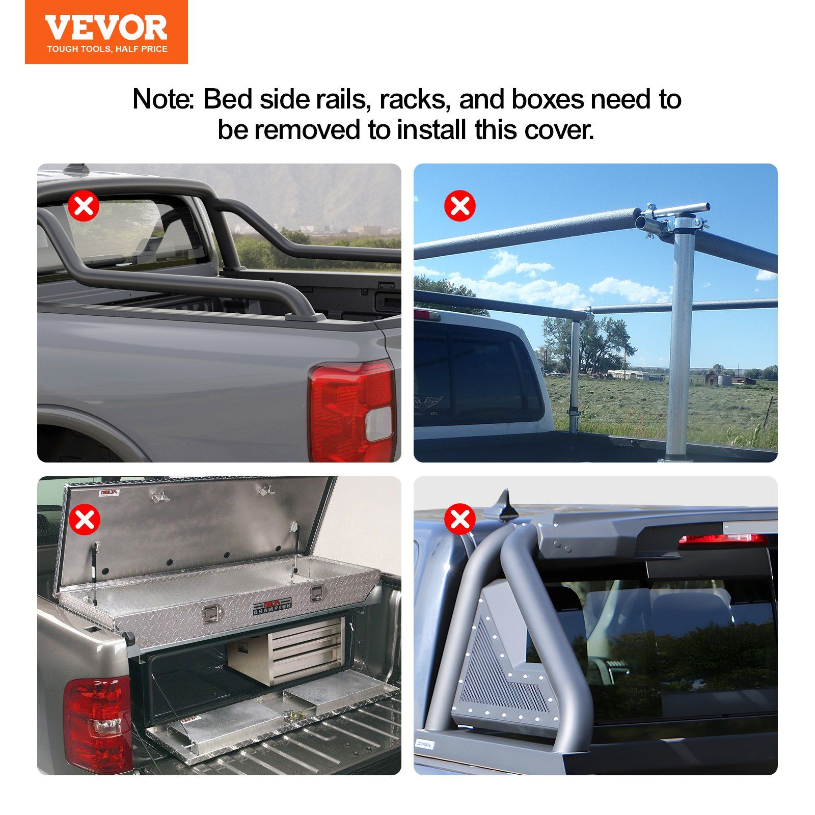Truck Bed Cover, Roll Up Truck Bed Tonneau Cover, Compatible with 2009-2024 Ford F-150 Styleside Bed, for 1.7m x 1.7m Bed, Soft PVC material, 100% Bed Access Roll Up Tonneau Cover - Image 7