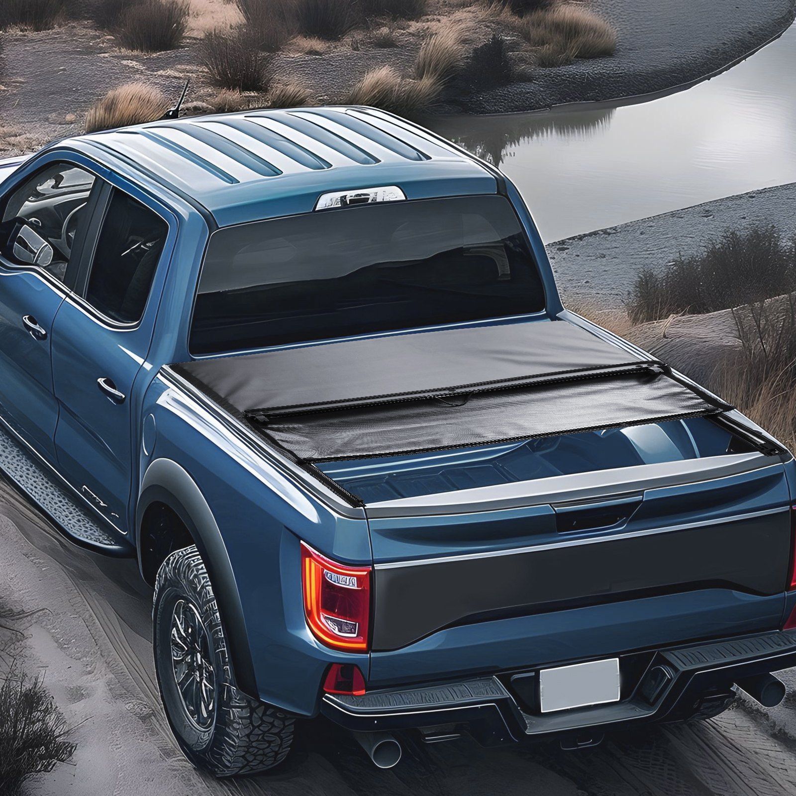 Truck Bed Cover, Roll Up Truck Bed Tonneau Cover, Compatible with 2009-2024 Ford F-150 Styleside Bed, for 1.7m x 1.7m Bed, Soft PVC material, 100% Bed Access Roll Up Tonneau Cover - Image 8