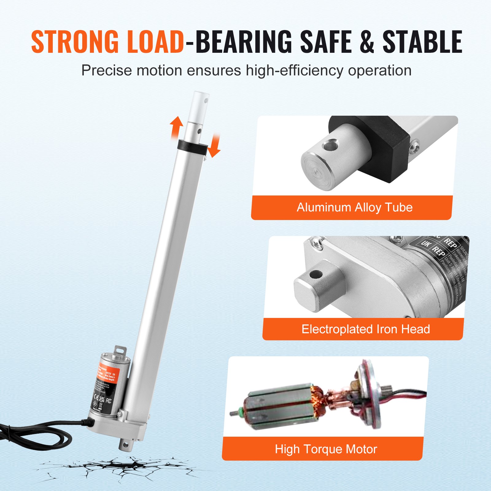 Linear Actuator 12V, 12 Inch High Load 330lbs/1500N Linear Actuator, 0.19