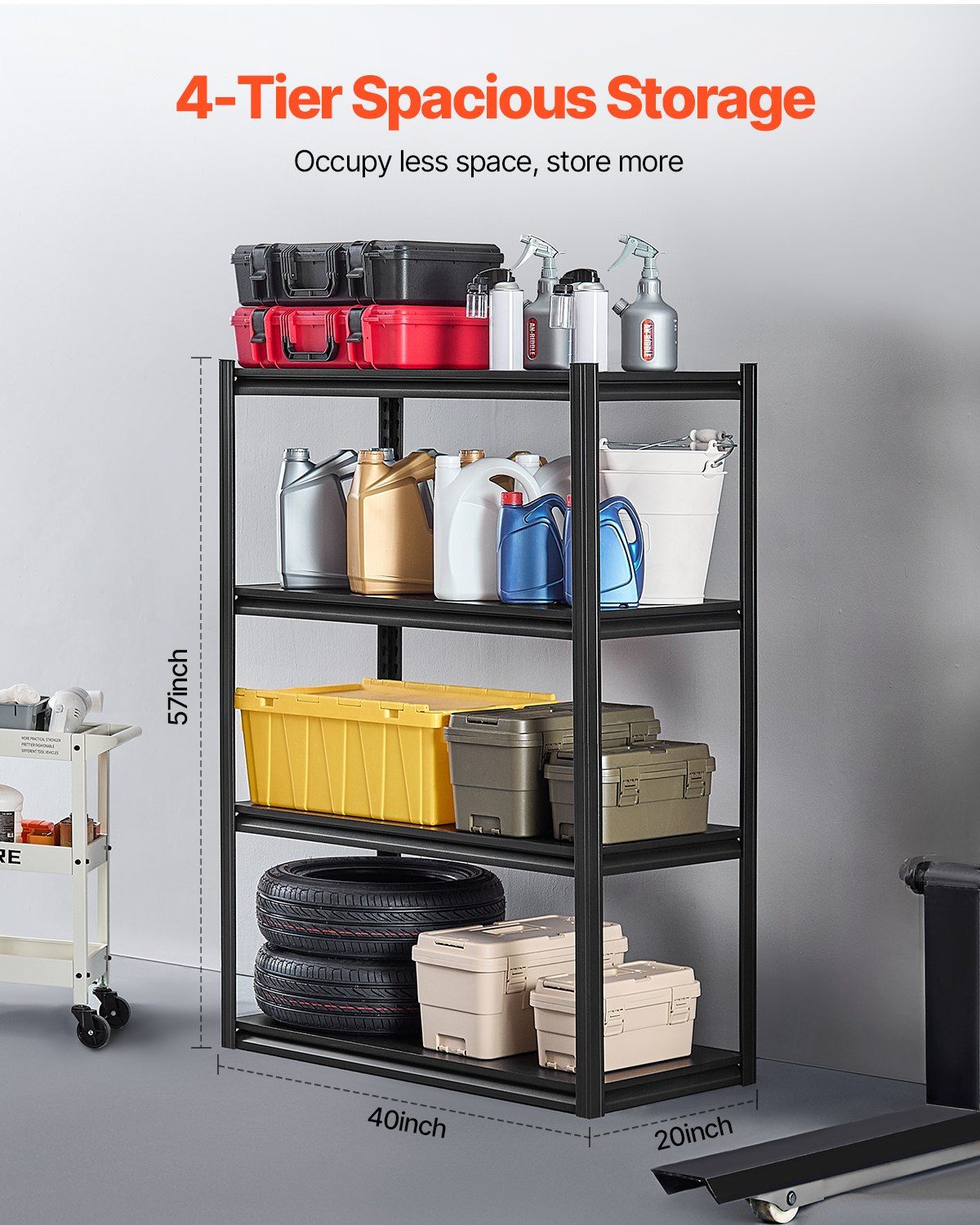 Storage Shelves, 2400 lbs, 4 Tier Garage Storage Shelving, 20