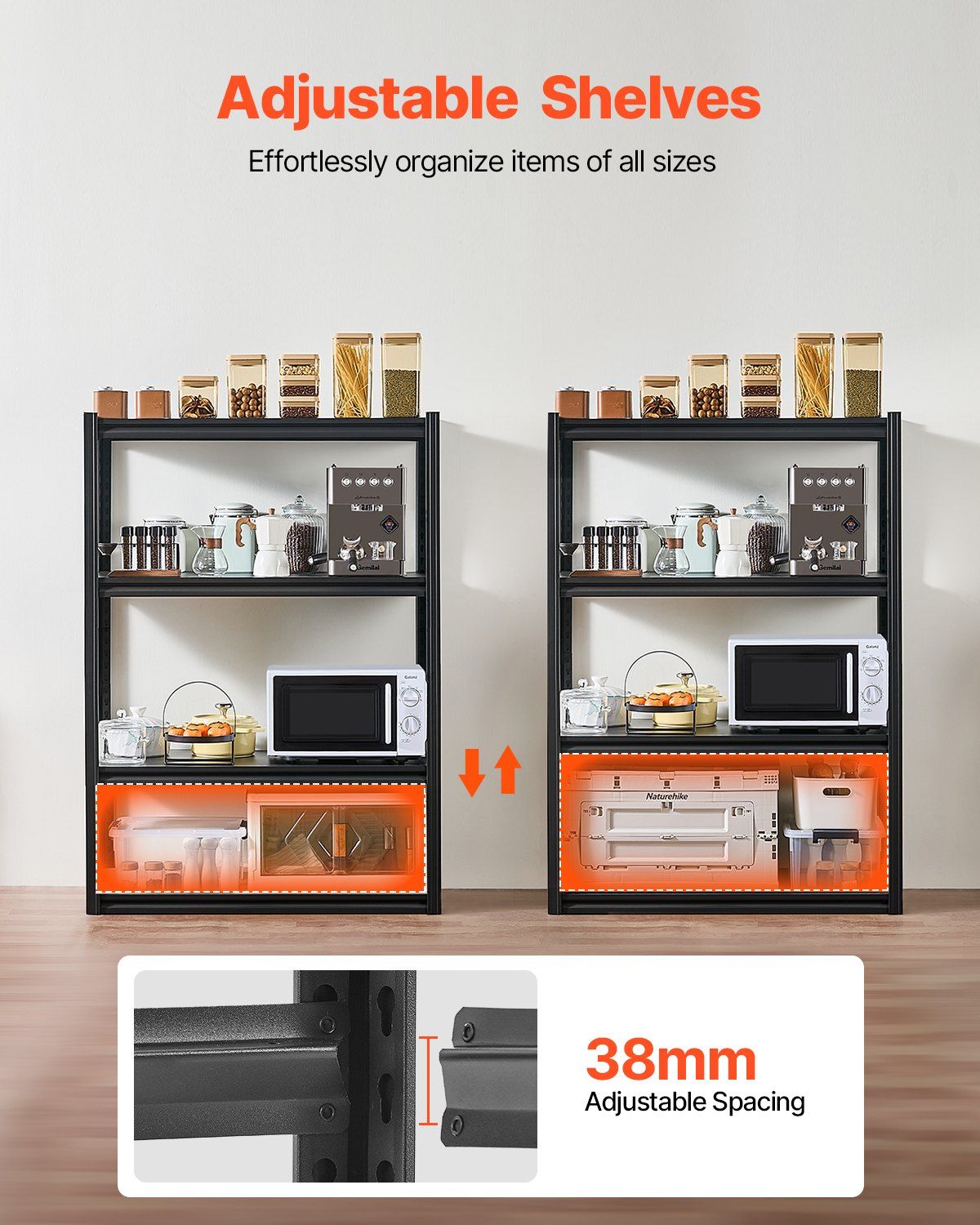 Storage Shelves, 2400 lbs, 4 Tier Garage Storage Shelving, 20