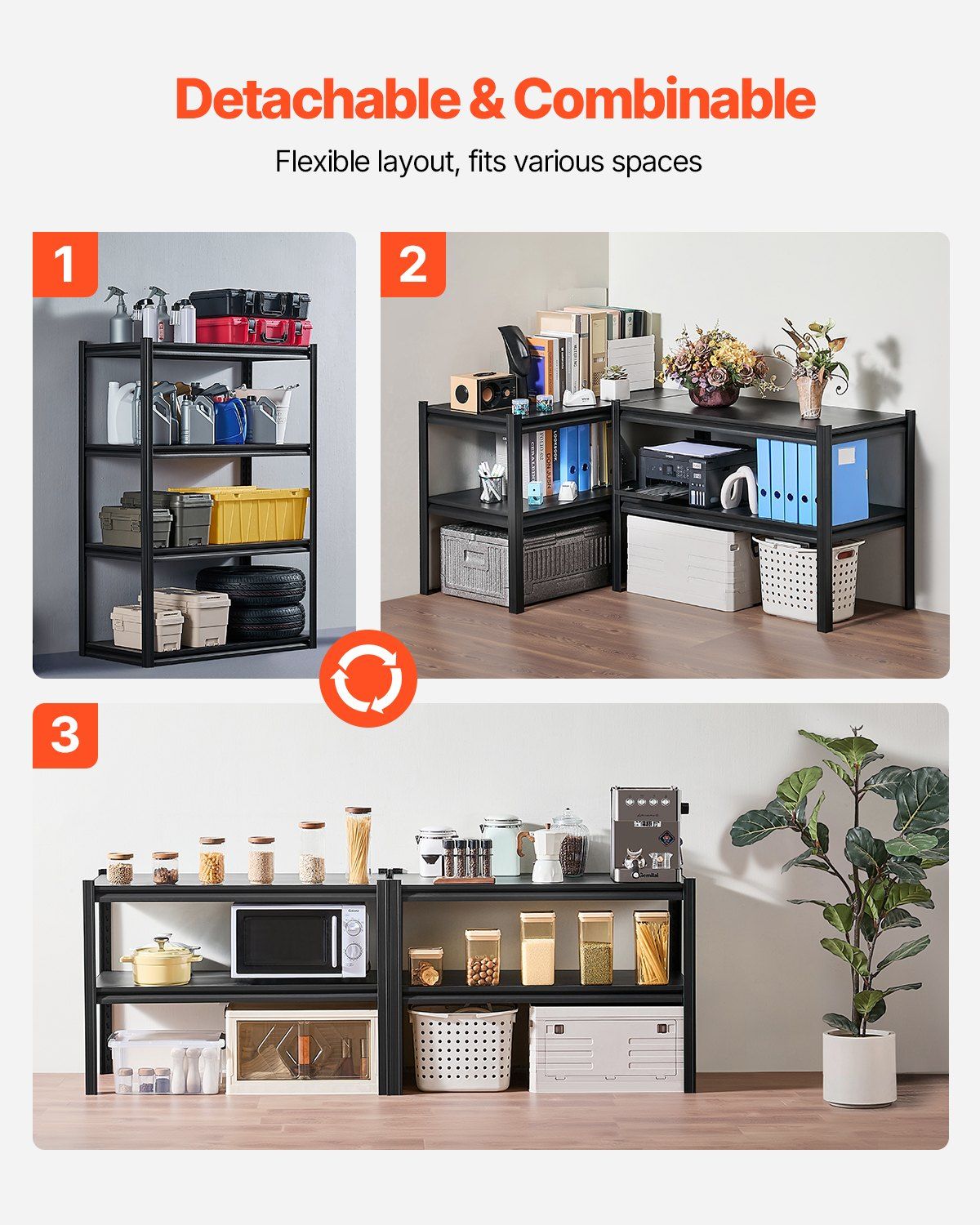 Storage Shelves, 2400 lbs, 4 Tier Garage Storage Shelving, 20