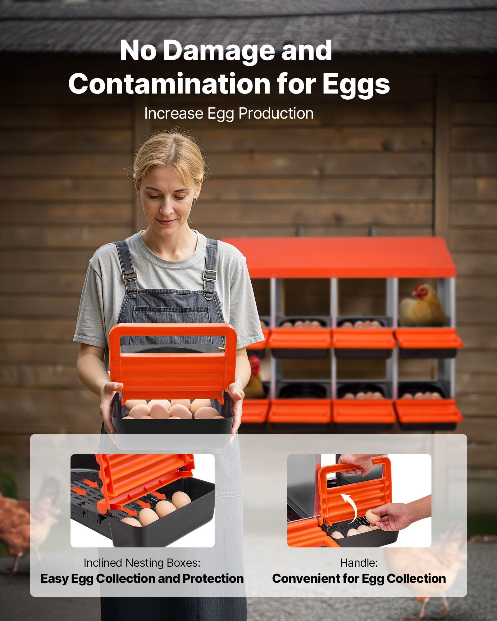 2 Tiers Chicken Nesting Boxes, 8 Compartments, Metal Egg Laying Boxes with Protective Collection Lids, Roll Out Nesting Box, Easy to Assemble, Ideal for Hens, Ducks, Chickens, and Other Poultry - Image 4