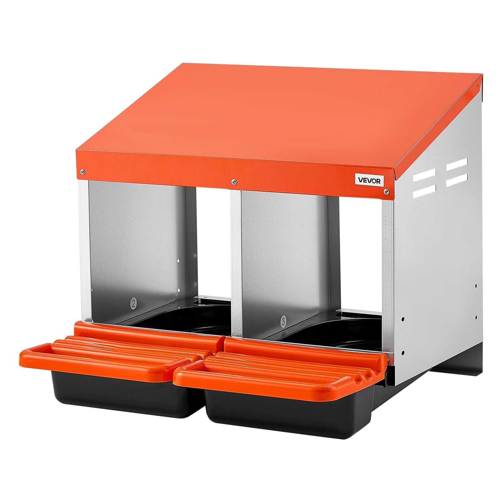 Chicken Nesting Boxes, 2 Compartments, Easy Egg Collection, Wall Mount, Easy to Assemble, Galvanized Steel and High-Strength Plastic, Roll Away Nesting Boxes for Chickens Laying Eggs, Orange - Image 1