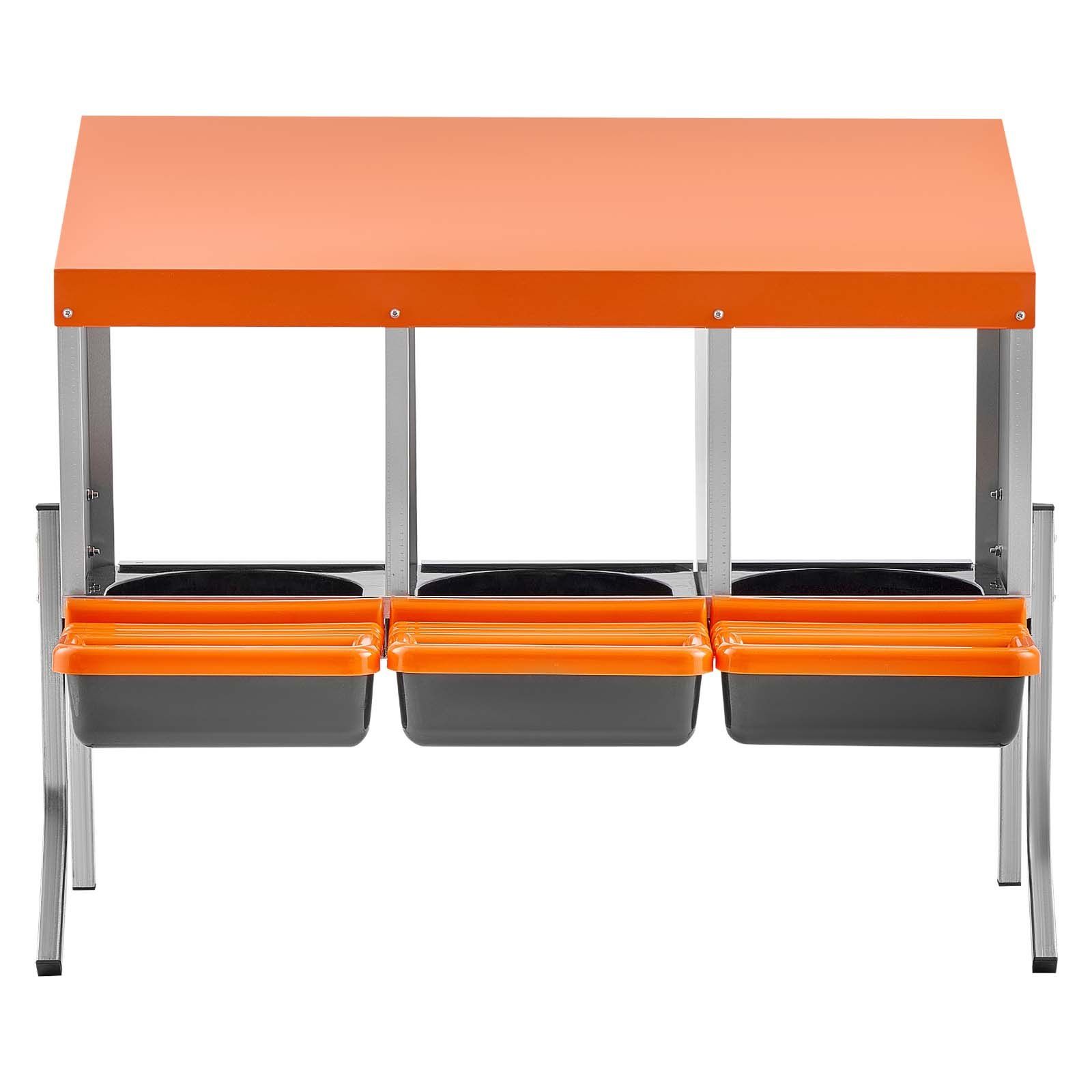 Chicken Nesting Boxes, 3 Compartments, with Support Legs, Easy Egg Collection, Galvanized Steel and High-Strength Plastic, Roll Away Nesting Boxes for Chickens and Hens Laying Eggs, Orange - Image 1