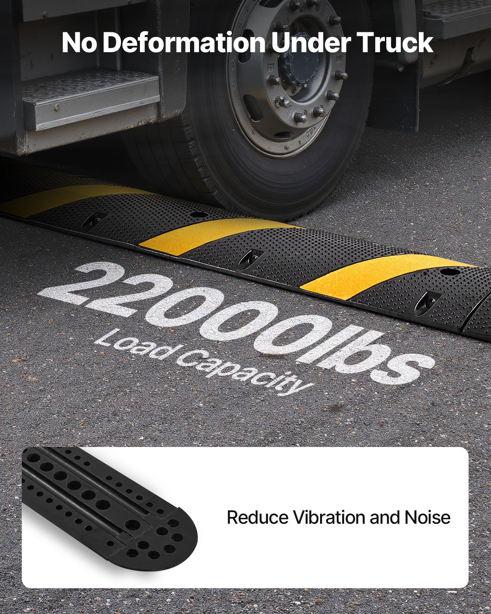 1830MM Rubber Speed Bump, 2 Channel, Heavy Duty Traffic Speed Hump, 9,979 kg/axle Load Capacity, Cable Protector Ramp with Expansion Screws, for Asphalt Concrete Gravel Driveway Road, 1 Pack - Image 3