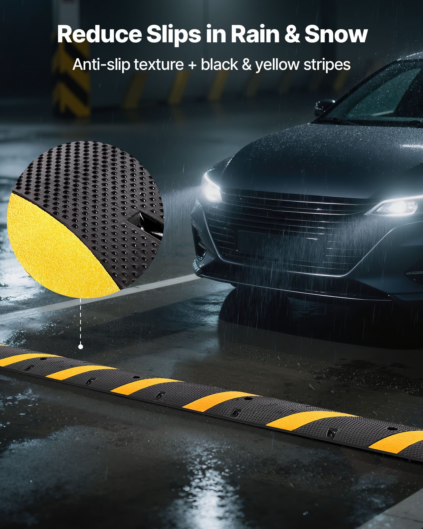 1830MM Rubber Speed Bump, 2 Channel, Heavy Duty Traffic Speed Hump, 9,979 kg/axle Load Capacity, Cable Protector Ramp with Expansion Screws, for Asphalt Concrete Gravel Driveway Road, 1 Pack - Image 5