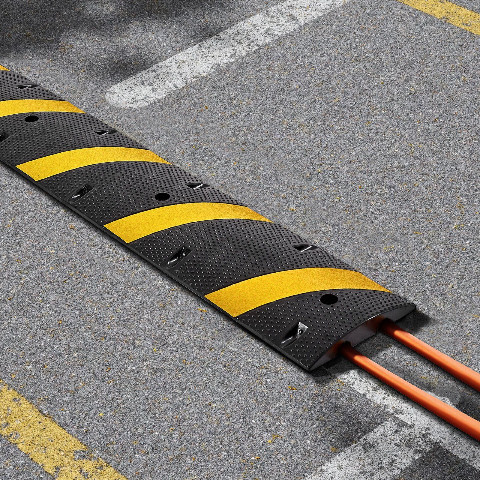 1830MM Rubber Speed Bump, 2 Channel, Heavy Duty Traffic Speed Hump, 9,979 kg/axle Load Capacity, Cable Protector Ramp with Expansion Screws, for Asphalt Concrete Gravel Driveway Road, 1 Pack - Image 8
