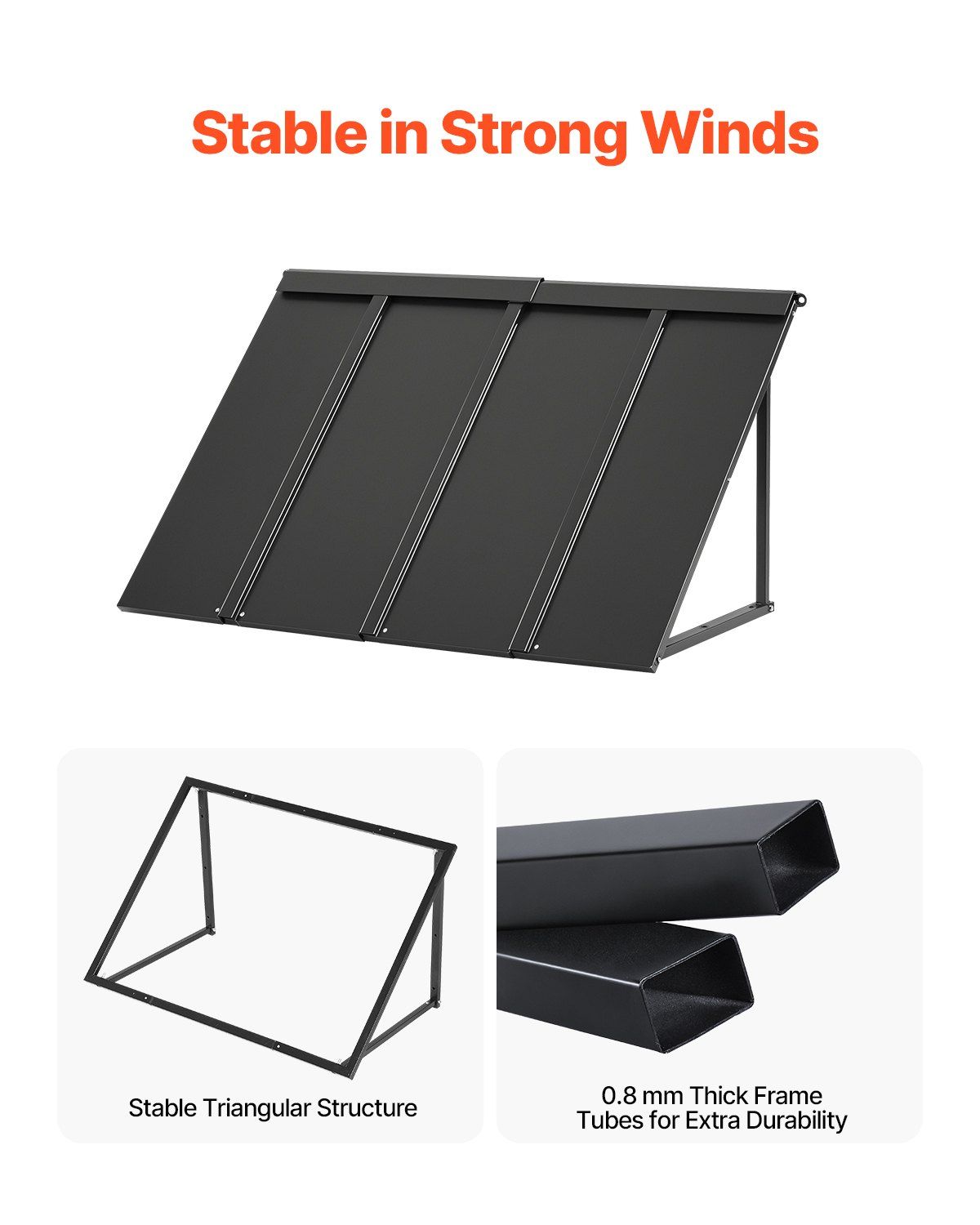 Fixed Metal Awning 1125 × 610 mm, Window Awning Door Canopy, Stable Triangle Steel Frame Awnings for Doors Exterior Rain, and Snow Sunlight Protection for Door Entrance, Windows, Porches, Balconies - Image 3