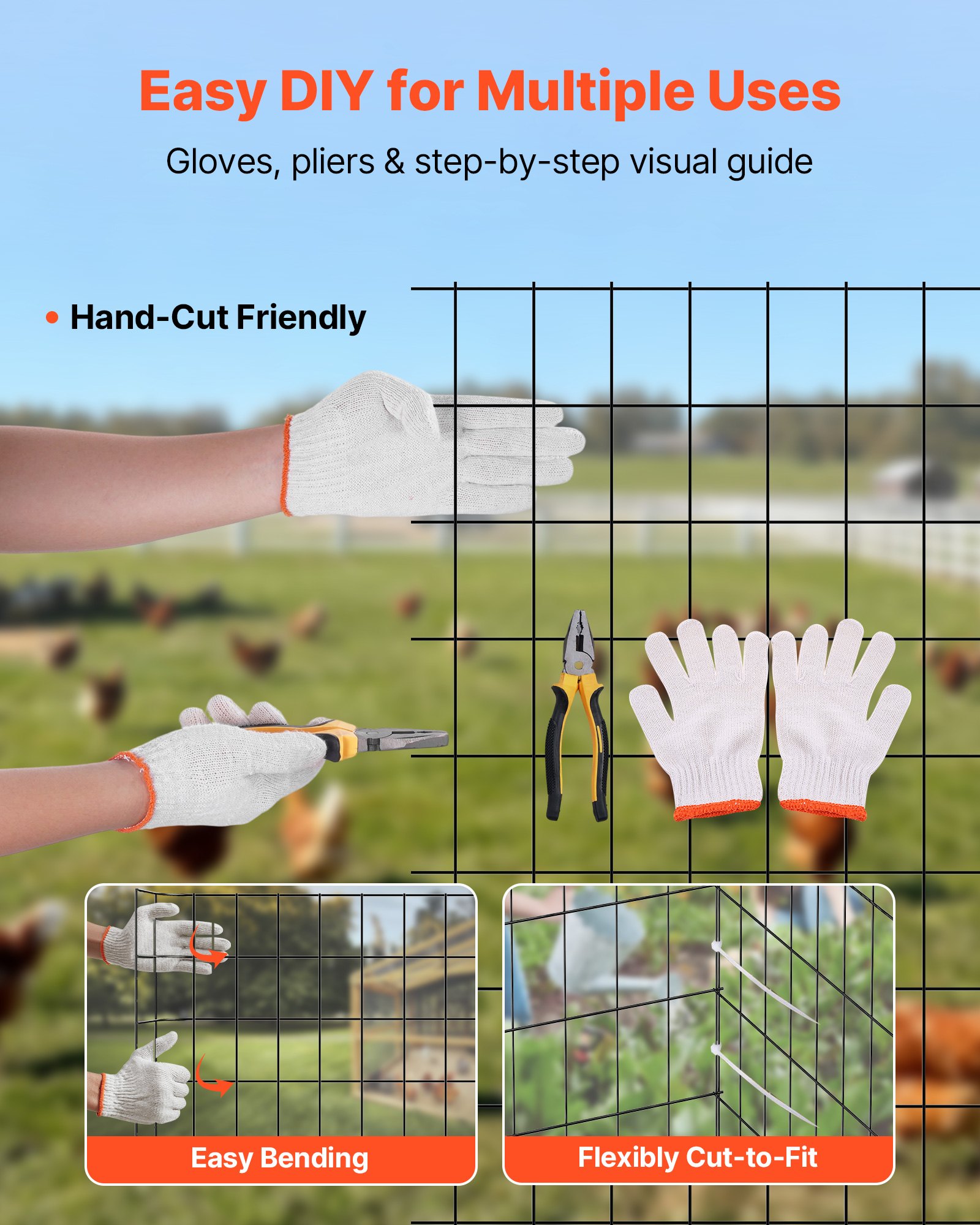 Hardware Cloth 61cm x 7.62m, 2 x 3 in Mesh 16 Gauge Galvanized Wire Mesh Roll, Weather-Resistant Vinyl Coated Chicken Wire Fencing, Heavy Duty Welded Garden Plant Fencing for Rabbit Cage Snake - Image 6