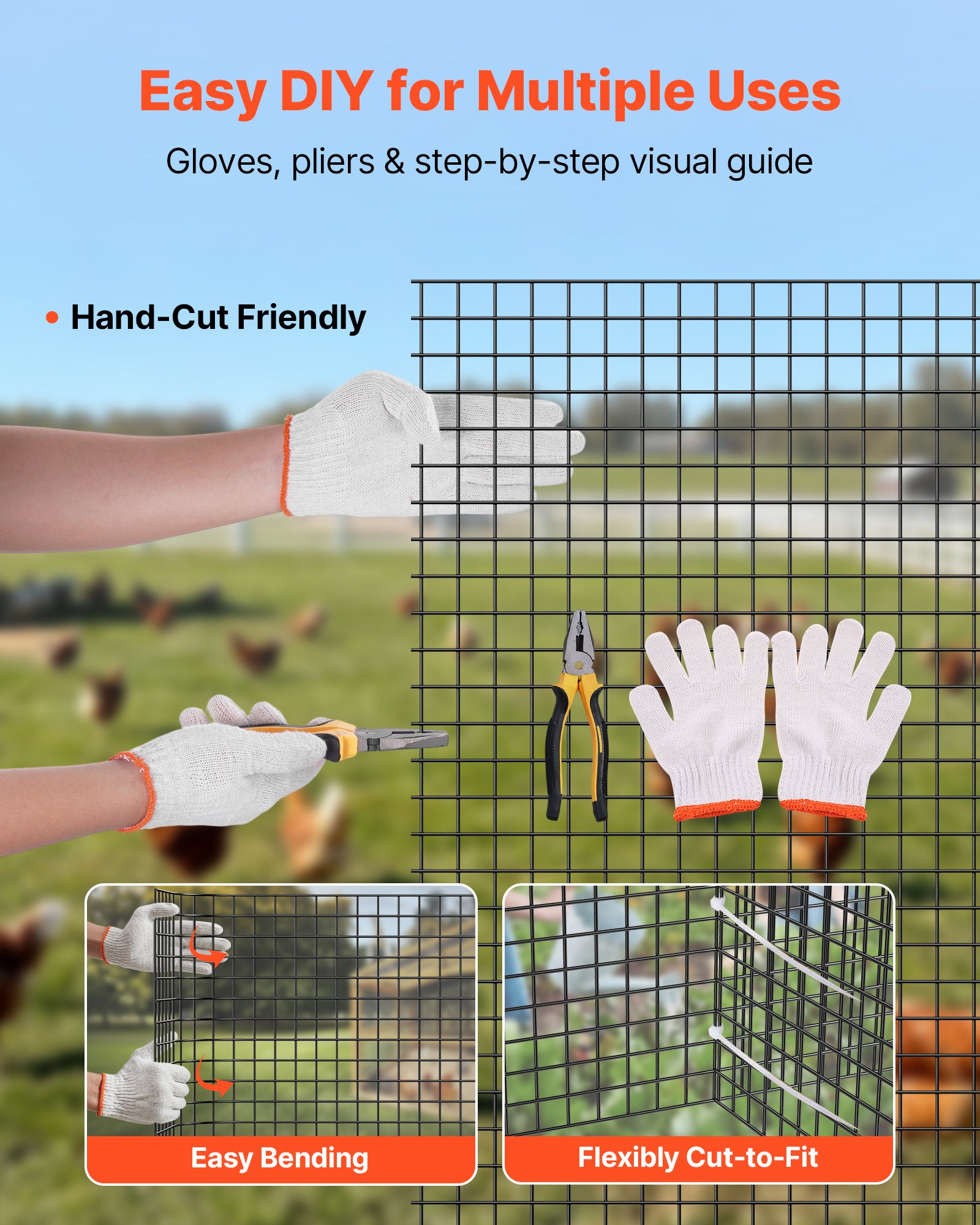 Hardware Cloth 61cm x 15.2m, 1/2 in 19 Gauge Galvanized Wire Mesh Roll, Weather-Resistant Vinyl Coated Chicken Wire Fencing, Heavy Duty Welded Garden Plant Fencing for Rabbit Cage Snake Fence - Image 6
