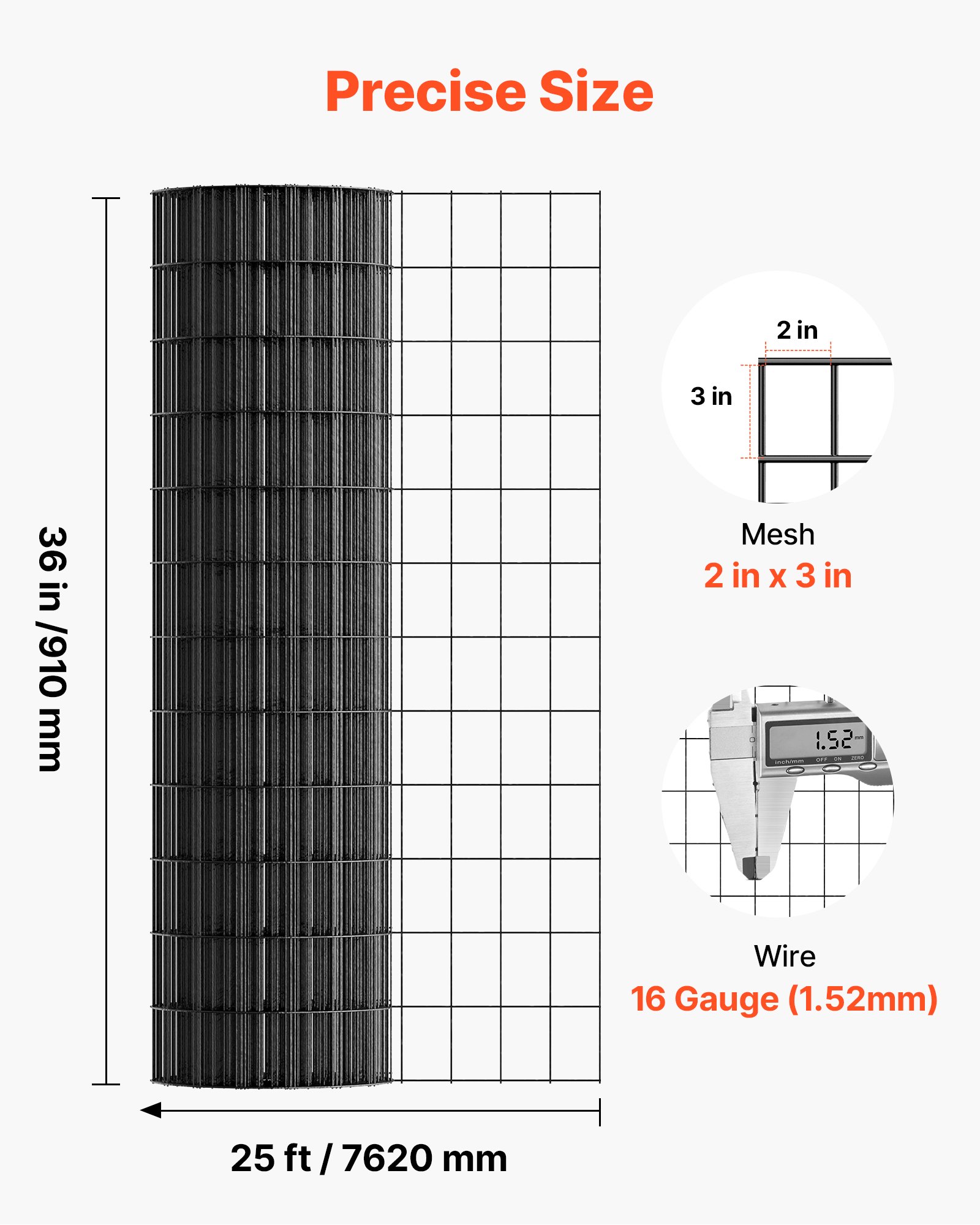 Hardware Cloth 91cm x 7.62m, 2 x 3 in Mesh 16 Gauge Galvanized Wire Mesh Roll, Weather-Resistant Vinyl Coated Chicken Wire Fencing, Heavy Duty Welded Garden Plant Fencing for Rabbit Cage Snake - Image 3