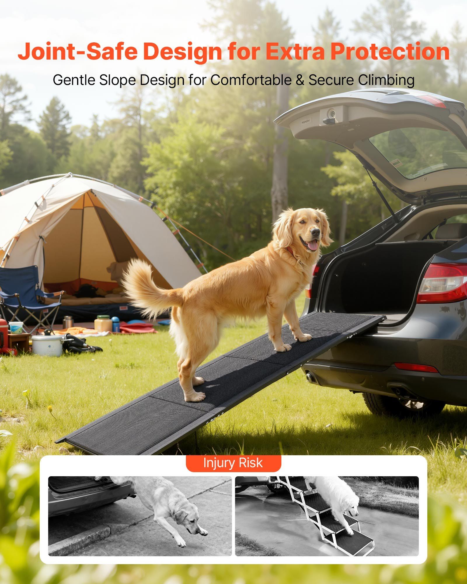 Dog Ramp for Cars, 1600 × 432 mm, Folding Pet Ramps for Medium & Large Dogs up to 113 kg, Pet Stair Ramp with Non-Slip Oxford Fabric Surface, Portable Outdoor Dog Car Ramps for SUV & Truck - Image 6