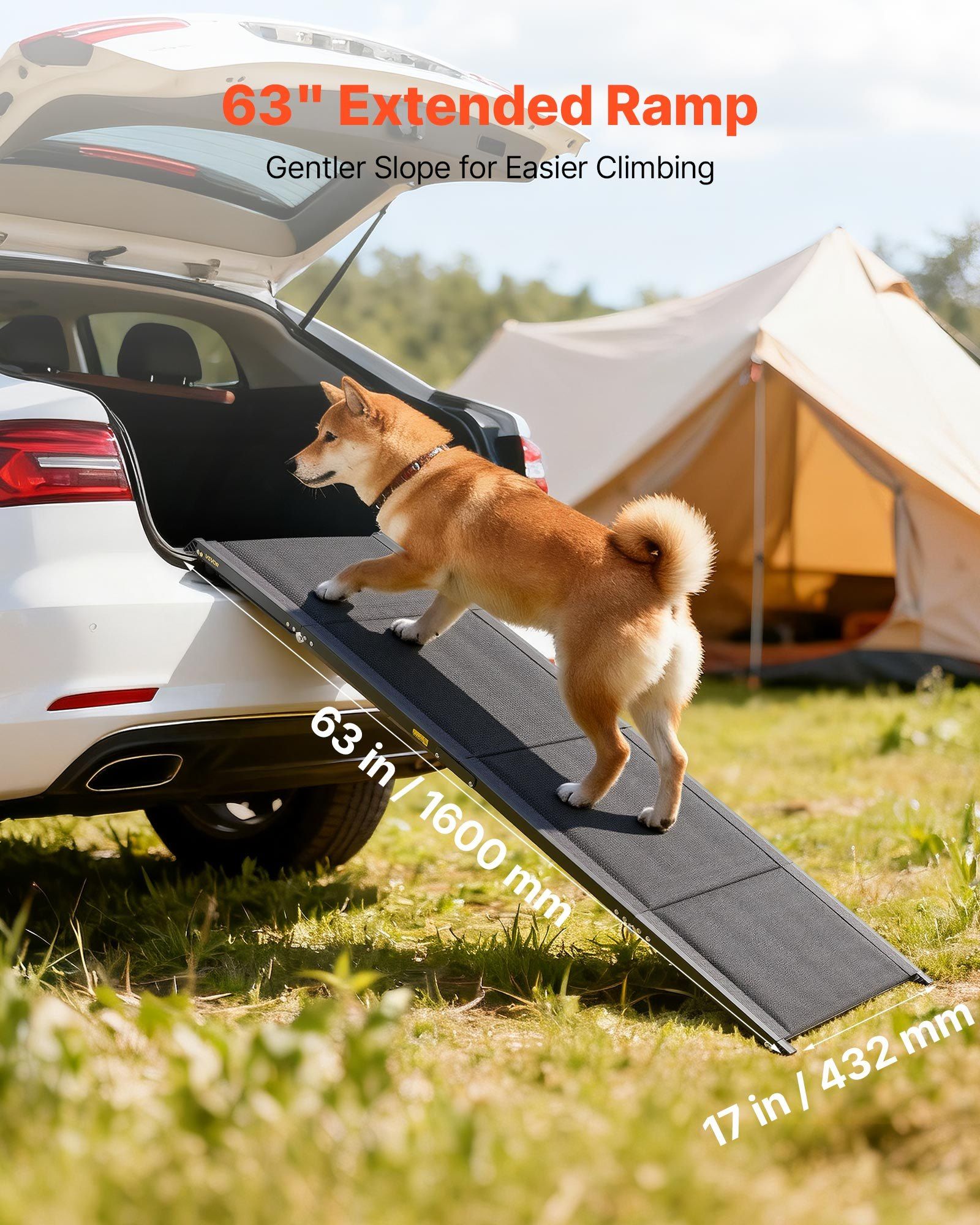 Dog Ramp for Cars, 1600 × 432 mm, Folding Pet Ramps for Medium & Large Dogs up to 113 kg, Pet Stair Ramp with Non-Slip Oxford Fabric Surface, Portable Outdoor Dog Car Ramps for SUV & Truck - Image 7