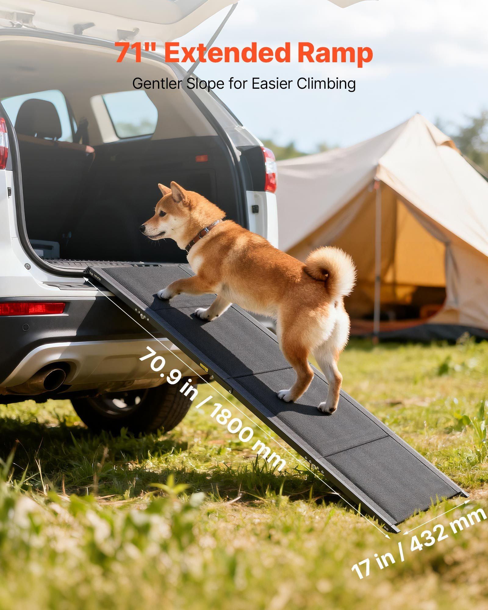Dog Ramp for Cars, 1800 × 432 mm, Folding Pet Ramps for Medium & Large Dogs up to 113 kg, Pet Stair Ramp with Non-Slip Oxford Fabric Surface, Portable Outdoor Dog Car Ramps for SUV & Truck - Image 7