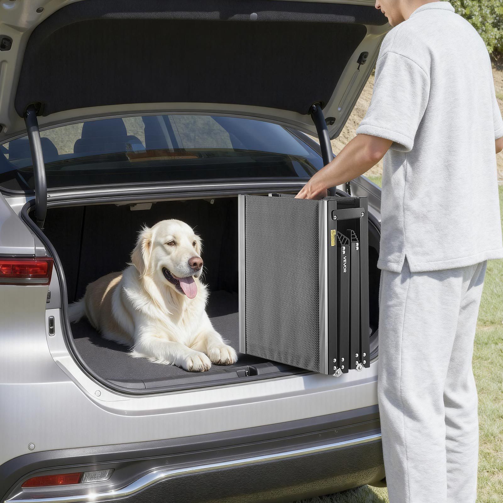 Dog Ramp for Cars, 1800 × 432 mm, Folding Pet Ramps for Medium & Large Dogs up to 113 kg, Pet Stair Ramp with Non-Slip Oxford Fabric Surface, Portable Outdoor Dog Car Ramps for SUV & Truck - Image 8