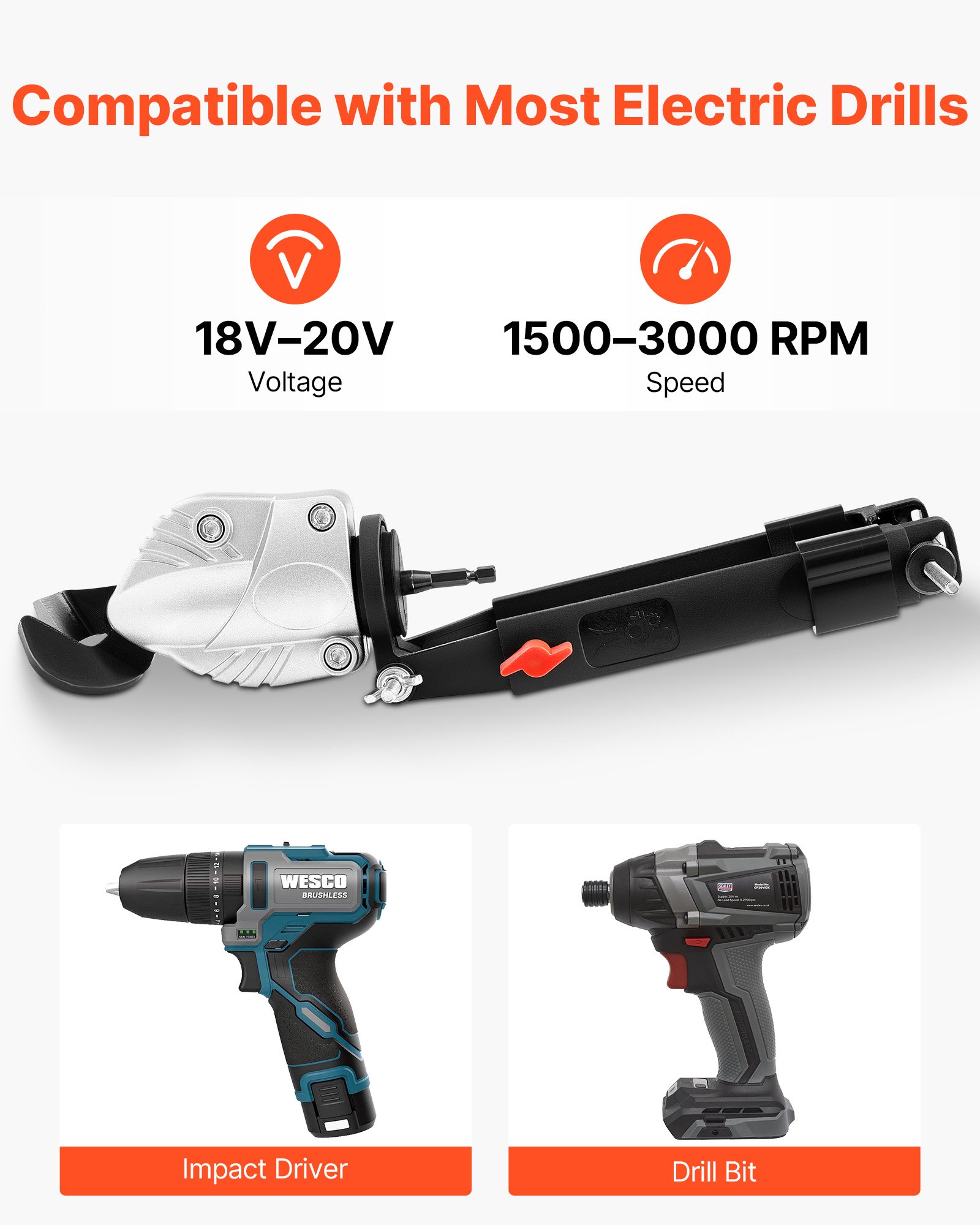 Metal Shear/Cutter Drill Attachment, Sheet Metal Cutter with 360-Degree Pivoting Head, Sharp Blades,Ideal for 18 GA Galvanized Steel, 20 GA Stainless Steel, Aluminum Plate, Plastic, Cardboard - Image 5