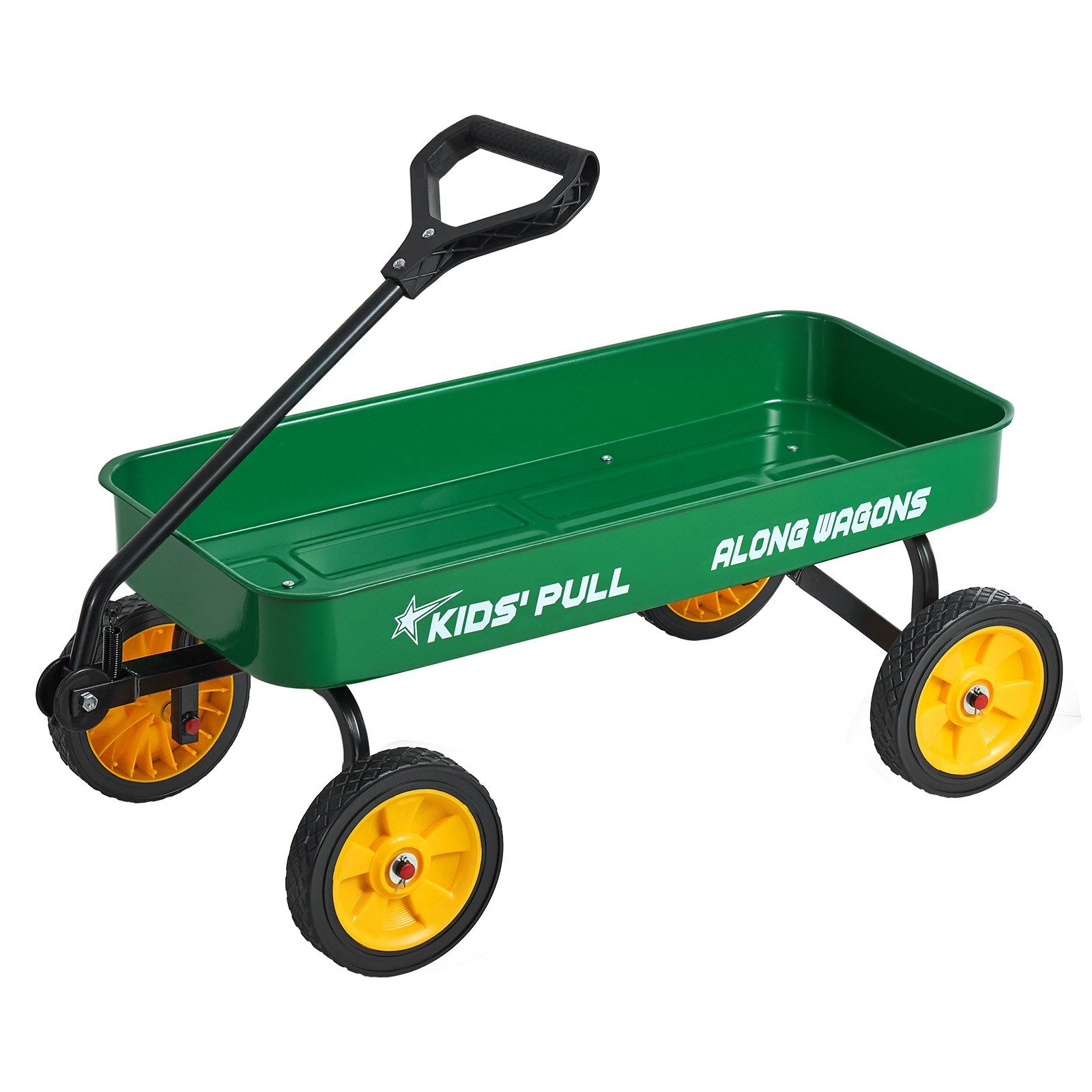 Pull-Along Wagon for Kids, 101 cm Toddler Wagons, Supports up to 80kg, All-Terrain Wagons with Handle, Utility Wagon Cart Birthday Present for Kids Gardening Beach Camping, Green - Image 1