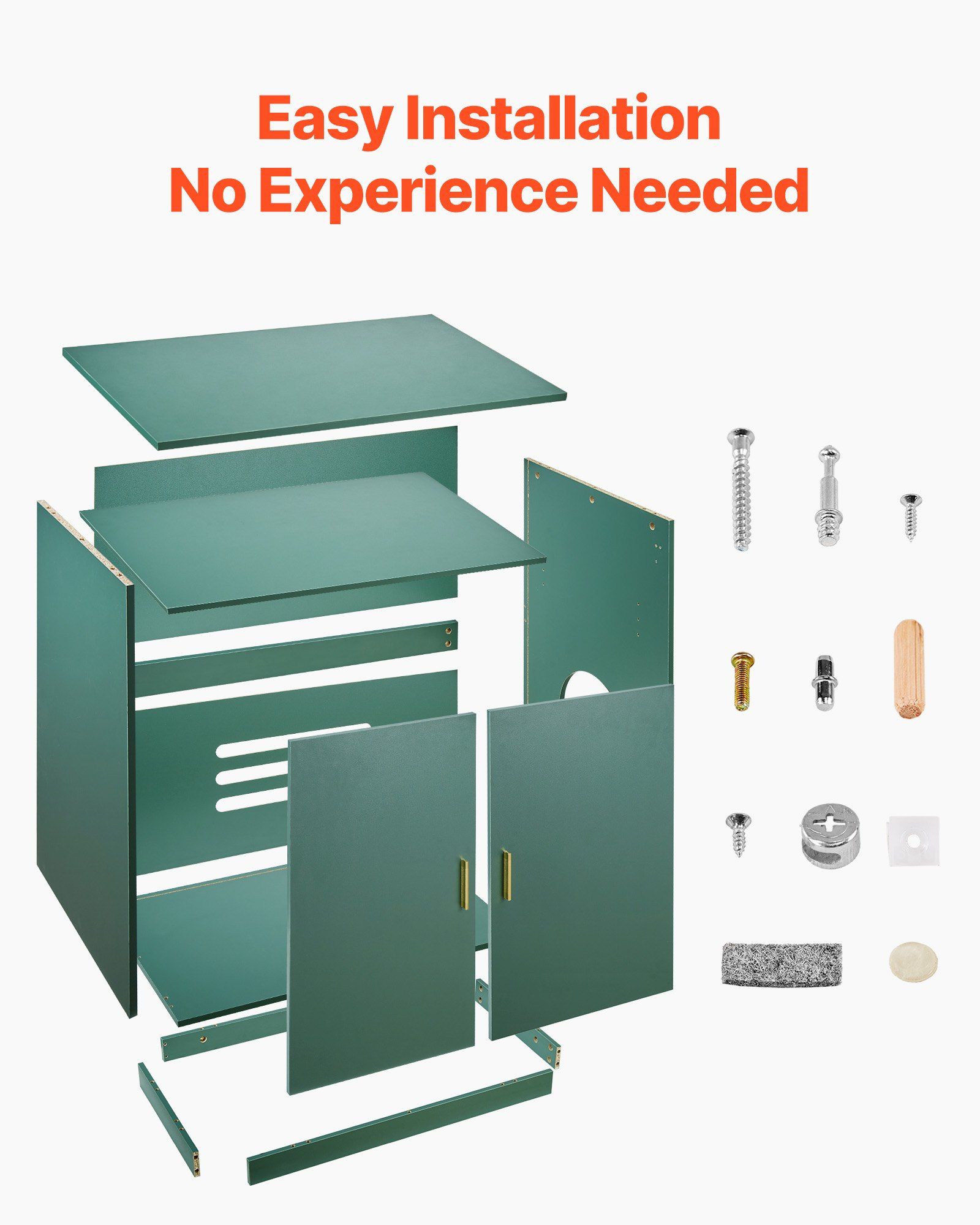 Cat Litter Box Enclosure, 80 cm Hidden Litter Box Cabinet, Wooden Indoor Cat Washroom with Ventilated Holes, Double-Door Kitty Pet House Furniture, End Side Table Fit Most Litterboxes - Image 5