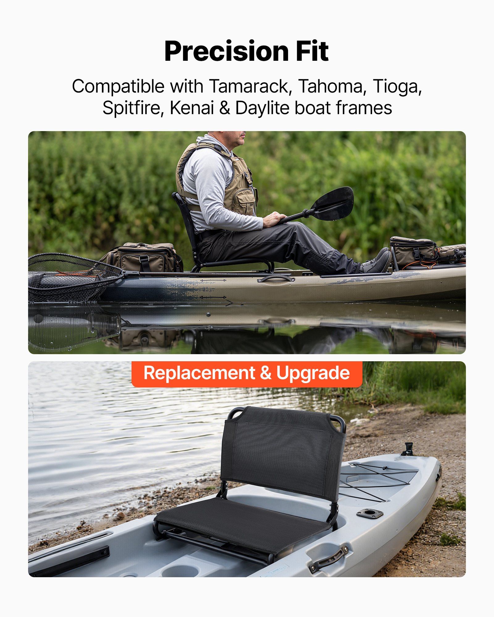 Kayak Seat, Folding Kayak Seat with Comfortable Back Support, Aluminum Alloy Frame & 600D Oxford Fabric, Easy Assembly for Paddling, Fishing and Recreational Kayaking - Image 2