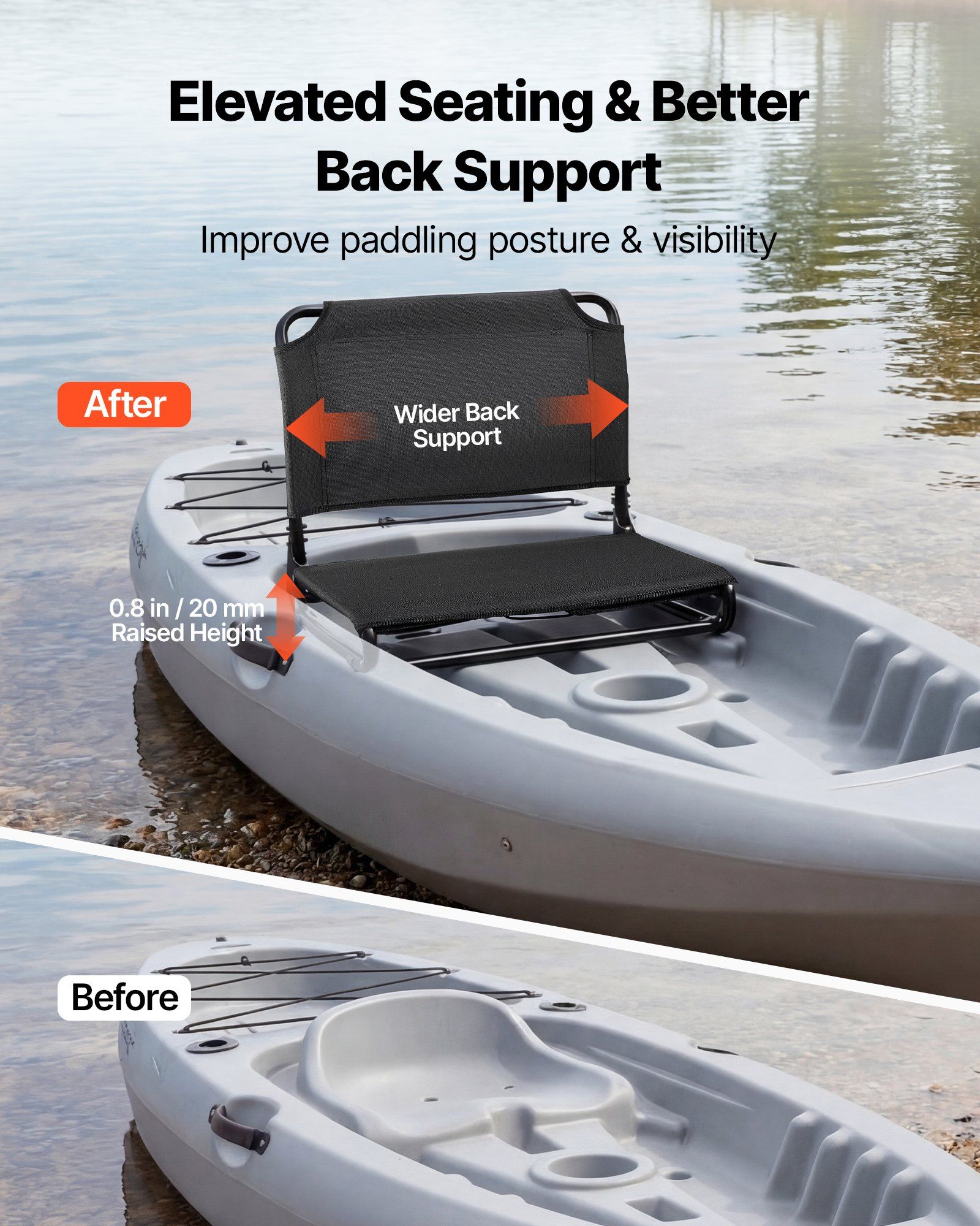 Kayak Seat, Folding Kayak Seat with Comfortable Back Support, Aluminum Alloy Frame & 600D Oxford Fabric, Easy Assembly for Paddling, Fishing and Recreational Kayaking - Image 3