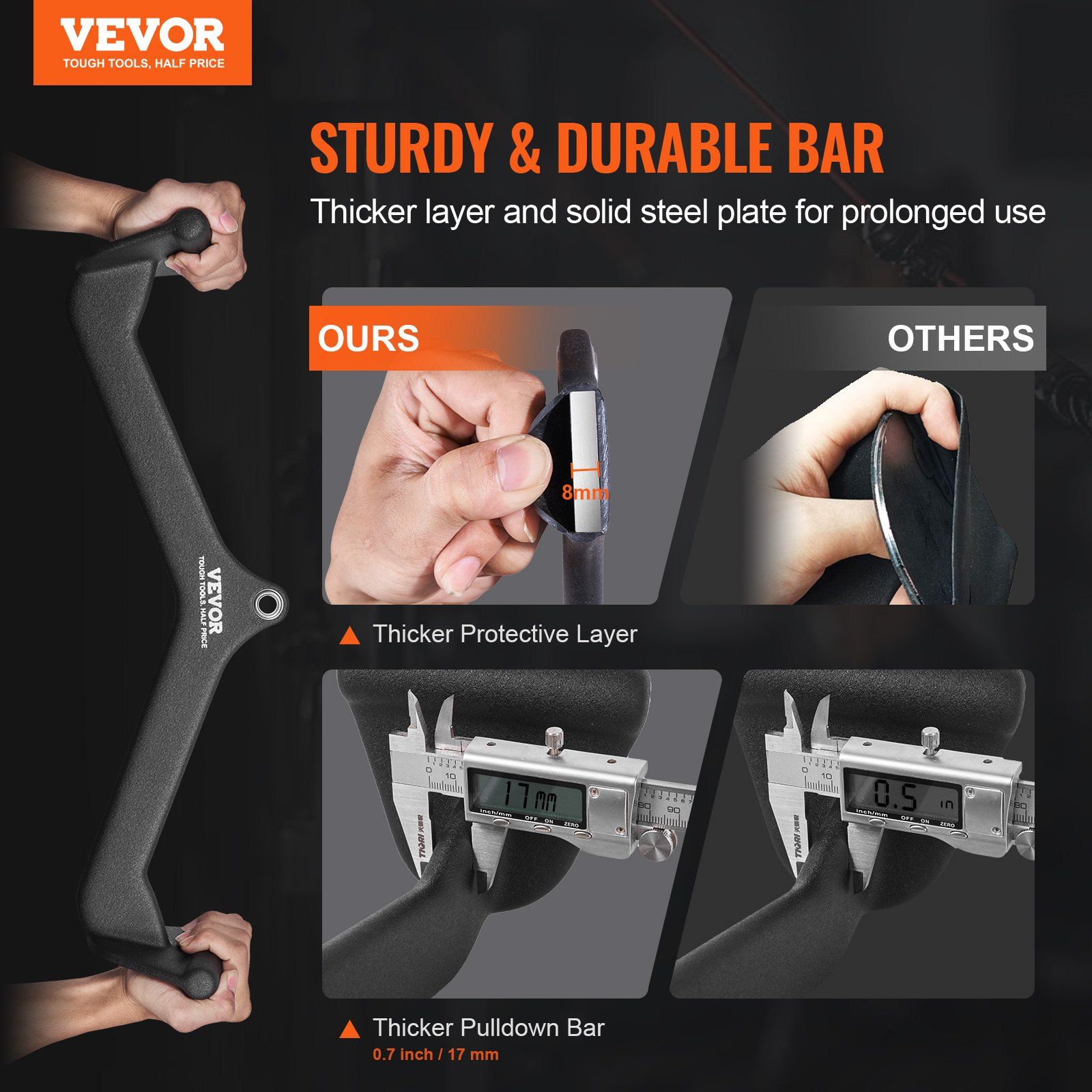 LAT Pulldown Attachments, Cable Machine Rowing T-bar V-bar 7 Set, Tricep Pull Down Bar, Back Strength Training Rubber Coated Handle Grip, Bicep Curl Tricep Lat Pulldown Bar for Home Gym Fitness - Image 2