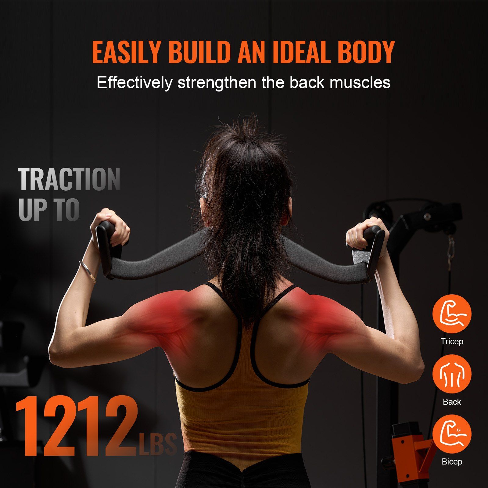 LAT Pulldown Attachments, Cable Machine Rowing T-bar V-bar 7 Set, Tricep Pull Down Bar, Back Strength Training Rubber Coated Handle Grip, Bicep Curl Tricep Lat Pulldown Bar for Home Gym Fitness - Image 6