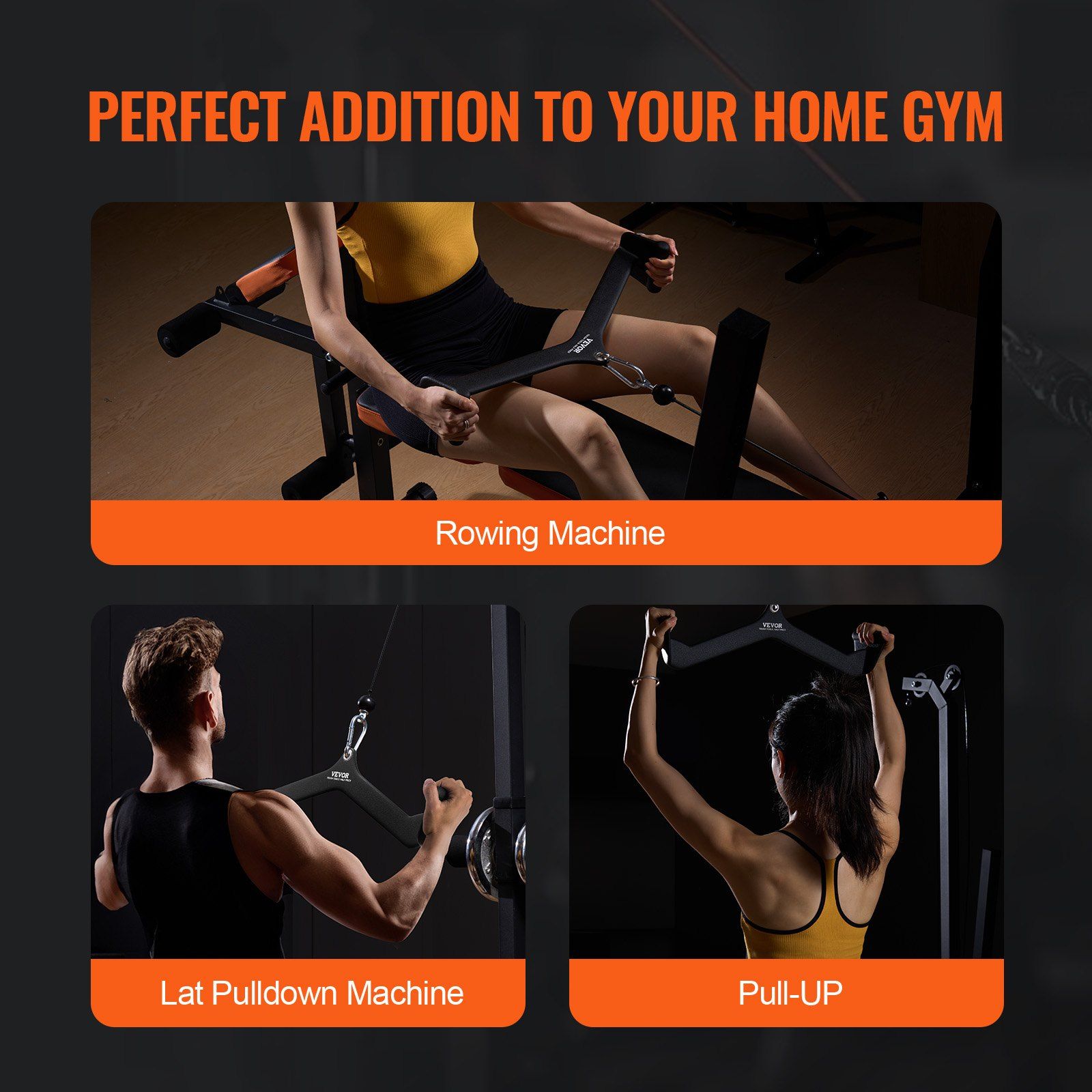 LAT Pulldown Attachments, Cable Machine Rowing T-bar V-bar 7 Set, Tricep Pull Down Bar, Back Strength Training Rubber Coated Handle Grip, Bicep Curl Tricep Lat Pulldown Bar for Home Gym Fitness - Image 7