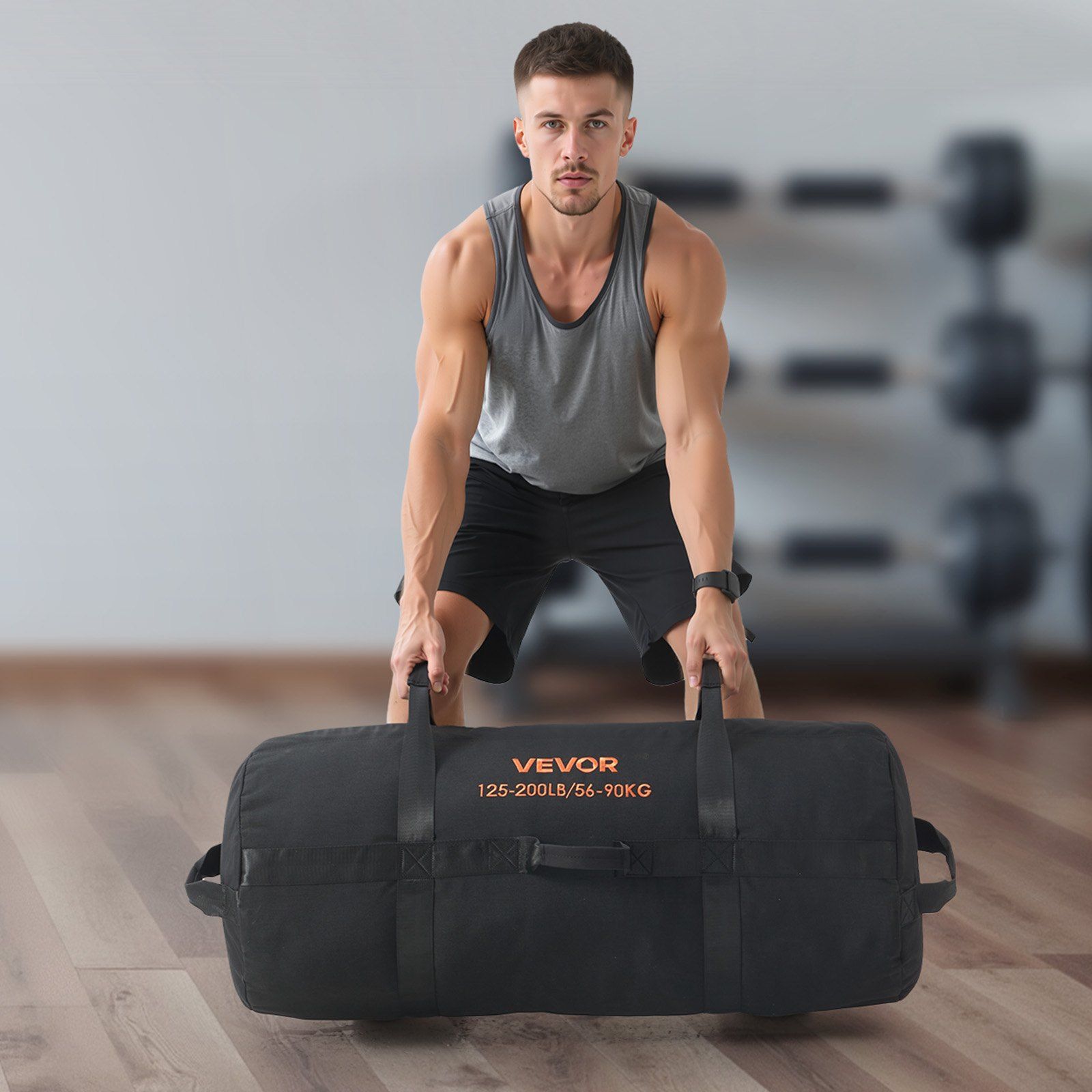 Workout Sandbag, Heavy Duty Workout Power Bags with Handles, 56-90 kg Adjustable Slam Bag for Fitness Strength Weight Training Cross-Training, Home Gym Exercise, Black (Unfilled) - Image 8