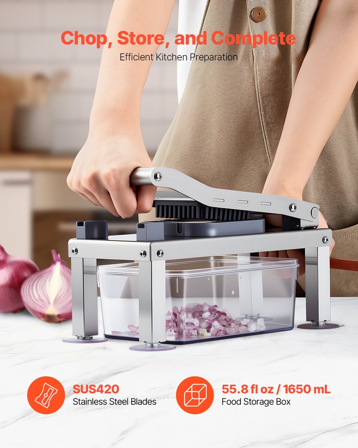 Vegetable Chopper Mandoline Slicer, All-in-1 Food Veggie Cutter with 9 Stainless Steel Blades, Cheese Grater Onion Potato Dicer with Container,Salad Spiralizer Kitchen Gadgets&Essentials - Image 2