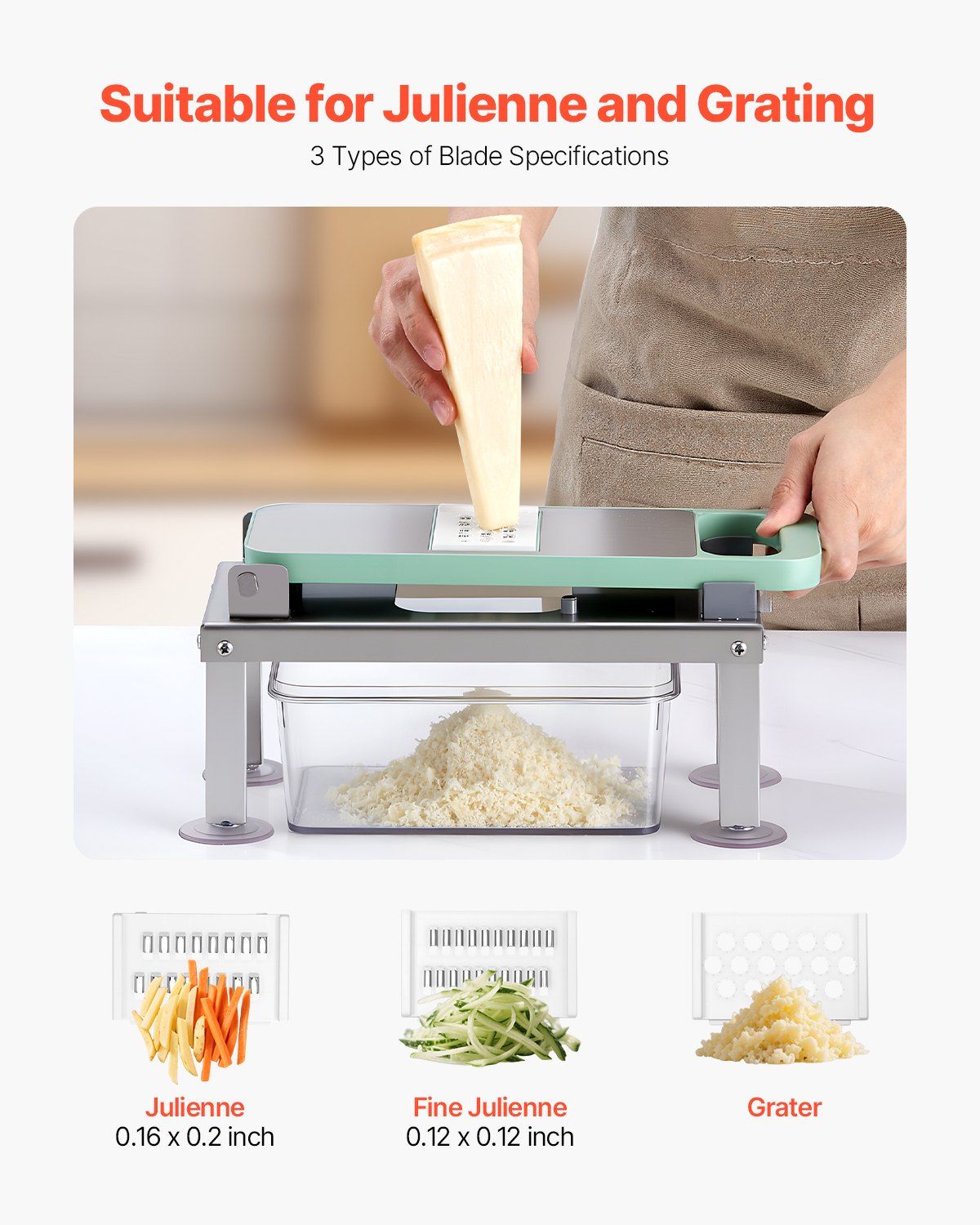 Vegetable Chopper Mandoline Slicer, All-in-1 Food Veggie Cutter with 9 Stainless Steel Blades, Cheese Grater Onion Potato Dicer with Container,Salad Spiralizer Kitchen Gadgets&Essentials - Image 5