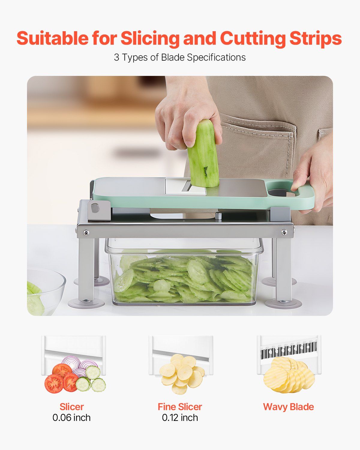Vegetable Chopper Mandoline Slicer, All-in-1 Food Veggie Cutter with 9 Stainless Steel Blades, Cheese Grater Onion Potato Dicer with Container,Salad Spiralizer Kitchen Gadgets&Essentials - Image 6