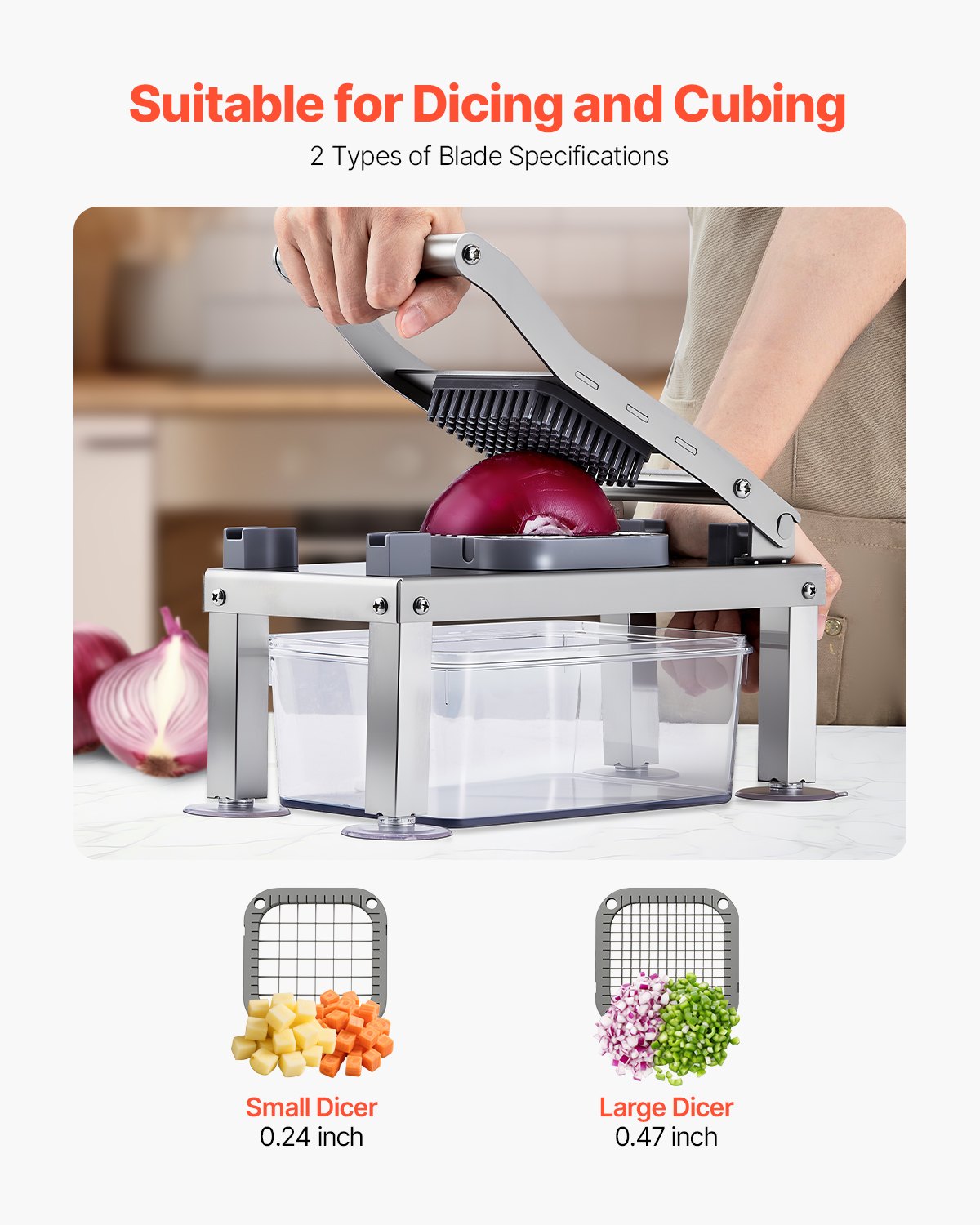 Vegetable Chopper Mandoline Slicer, All-in-1 Food Veggie Cutter with 8 Stainless Steel Blades, Cheese Grater Onion Potato Salad Dicer with Container,Kitchen Gadgets&Essentials Home Appliances - Image 4