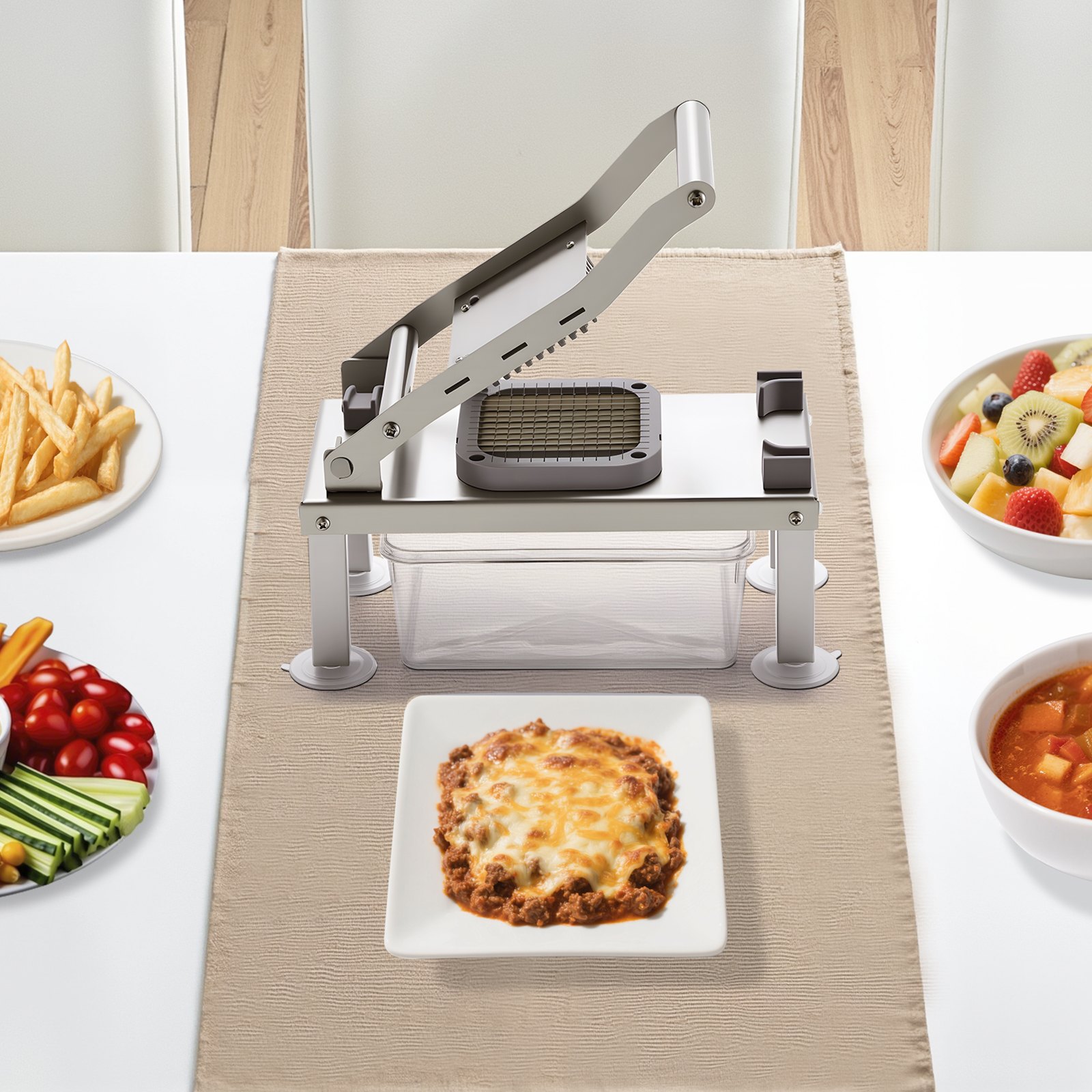 Vegetable Chopper Mandoline Slicer, All-in-1 Food Veggie Cutter with 8 Stainless Steel Blades, Cheese Grater Onion Potato Salad Dicer with Container,Kitchen Gadgets&Essentials Home Appliances - Image 8