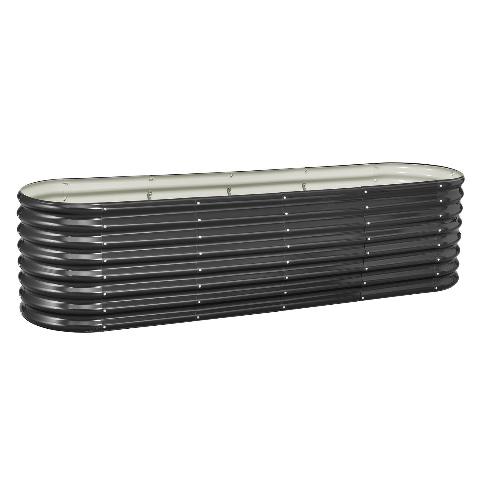 Metal Raised Garden Bed, 2.4 x 0.6 x 0.6 m Oval Outdoor Galvanized Planter Garden Box, Open Bottom Design, Large Planter Raised Bed for Growing Vegetables, Flowers, Herbs, Succulents, Dark Gray - Image 1
