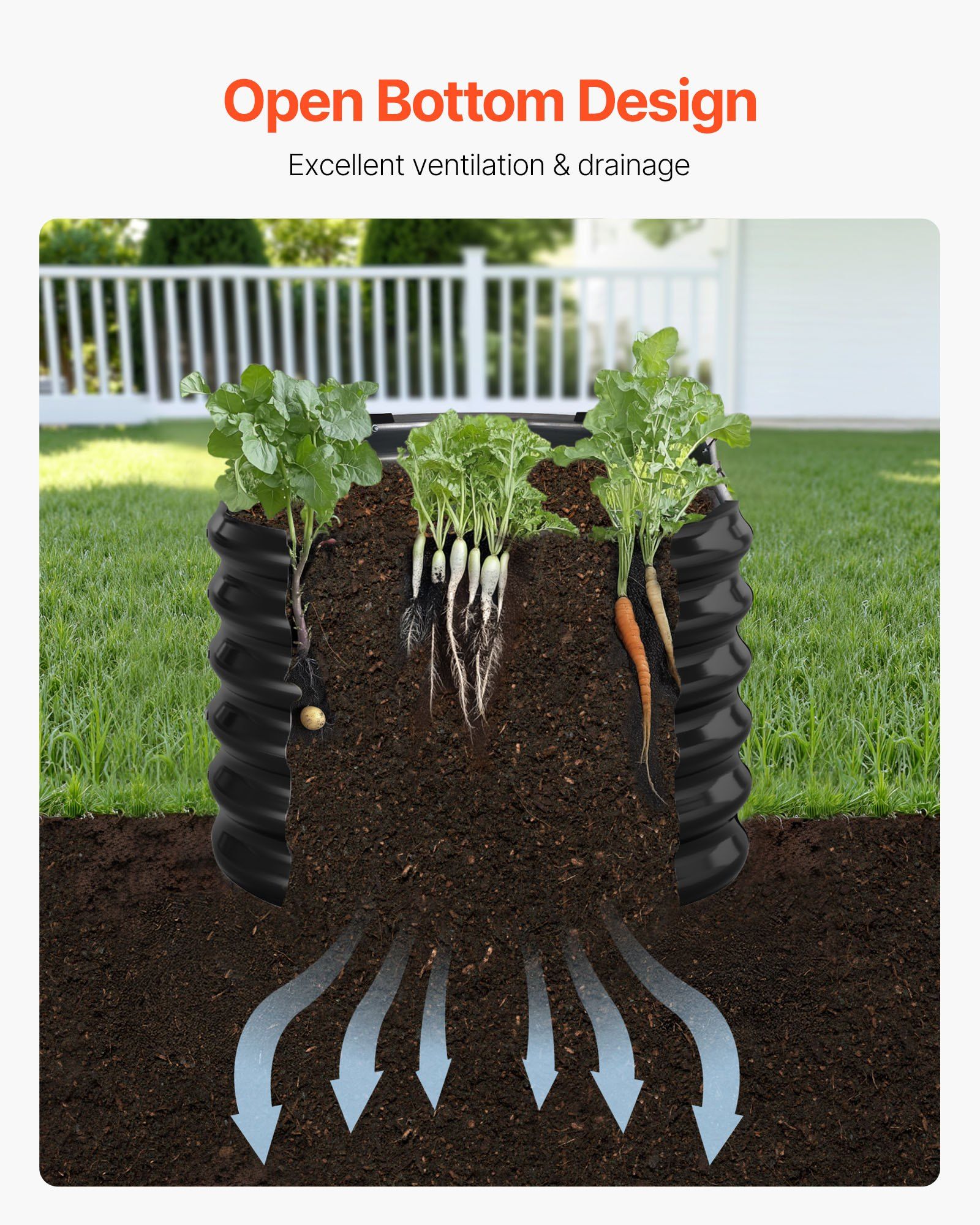 Metal Raised Garden Bed, 2.4 x 0.6 x 0.6 m Oval Outdoor Galvanized Planter Garden Box, Open Bottom Design, Large Planter Raised Bed for Growing Vegetables, Flowers, Herbs, Succulents, Dark Gray - Image 6