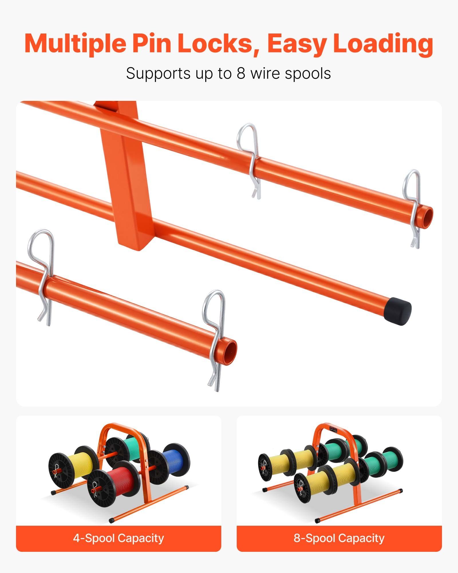 Wire Spool Rack, 100 lbs Capacity, Smart Hand Caddy, Heavy-Duty Steel Wire Dispenser Holder for Up to 8 Spools, MAX 9.45 in Diameter, Easy Lift Design for Electrical Industrial and Retail Use - Image 5