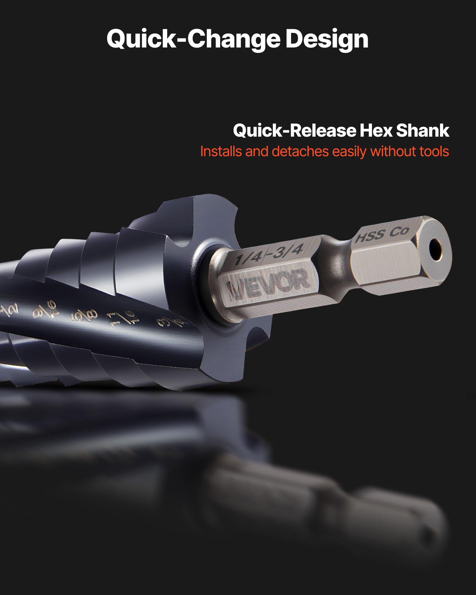 Step Drill Bit Set, 3.2 - 22.2 mm, 3 Pieces Step Drill Bits, 6.35 mm Hex Shank, TiAlN Coating Cobalt HSS High Speed Steel, for Metal, Stainless Steel, Aluminum, Wood, Plastic, Fiberglass - Image 5