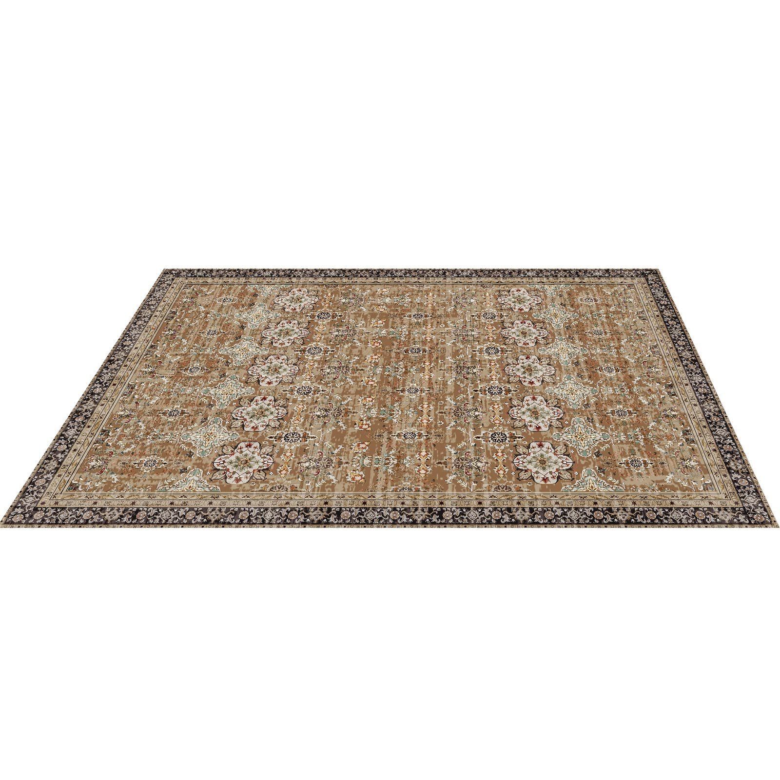 Area Rug, 2438.4 x 3048 mm Large Washable Rug, Non-Slip & Tear-Resistant Soft Carpet, Pet & Child Friendly Vintage Area Rugs, Indoor Mat for Bedroom, Living Room, Kids Room, Office, Brown Green - Image 1