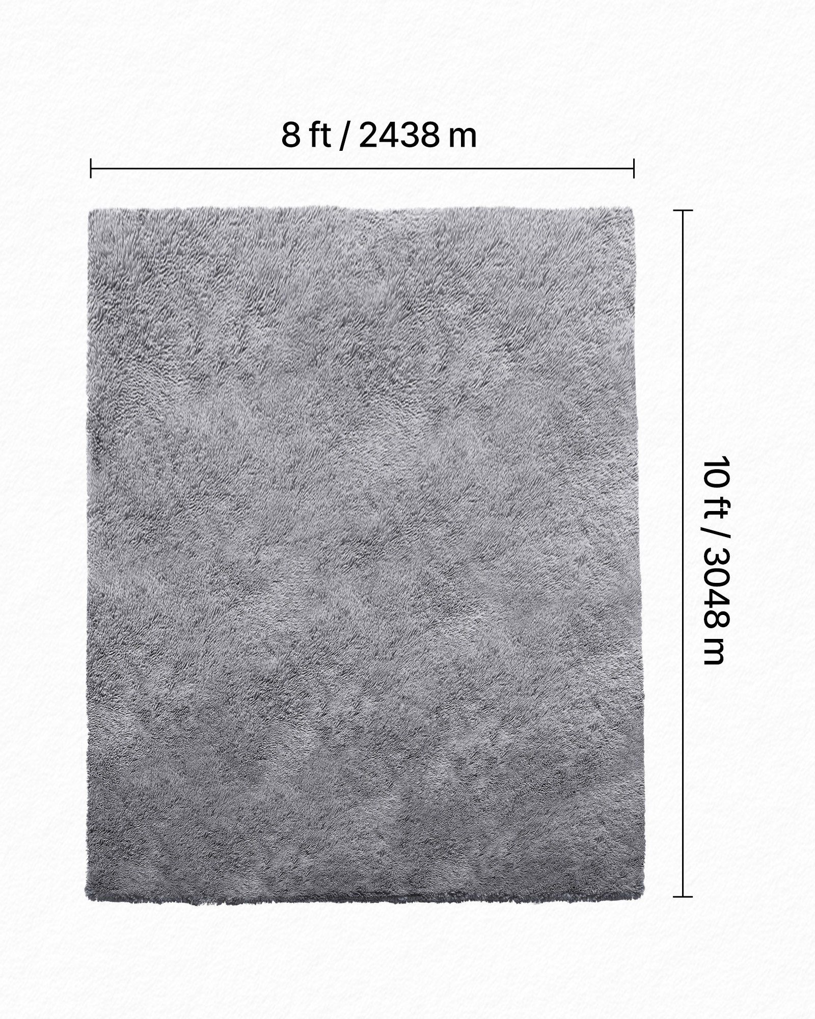 Indoor Plush Area Rugs, 2.44 x 3.05m Soft Plush Carpet, Furry Shag Area Rugs for Living Room, Bedroom, Sunroom, Modern Home Decor Aesthetic, Non-Shedding, Non-Woven, Slip-Resistant, Smoke Gray - Image 3