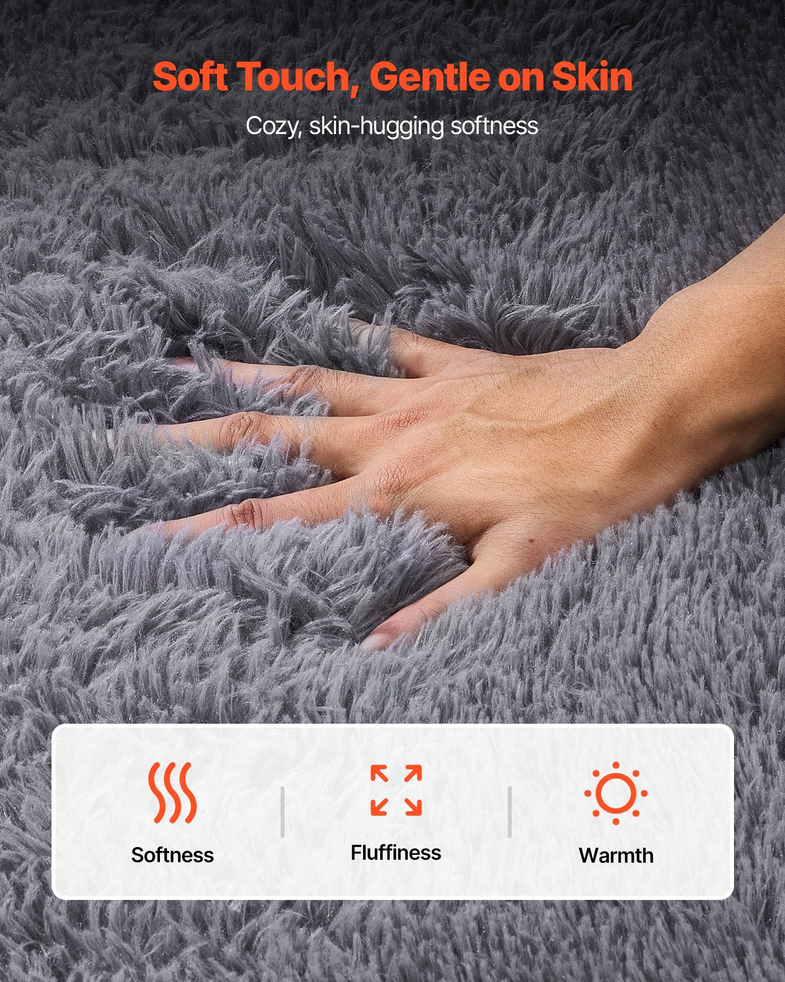 Indoor Plush Area Rugs, 2.44 x 3.05m Soft Plush Carpet, Furry Shag Area Rugs for Living Room, Bedroom, Sunroom, Modern Home Decor Aesthetic, Non-Shedding, Non-Woven, Slip-Resistant, Smoke Gray - Image 7