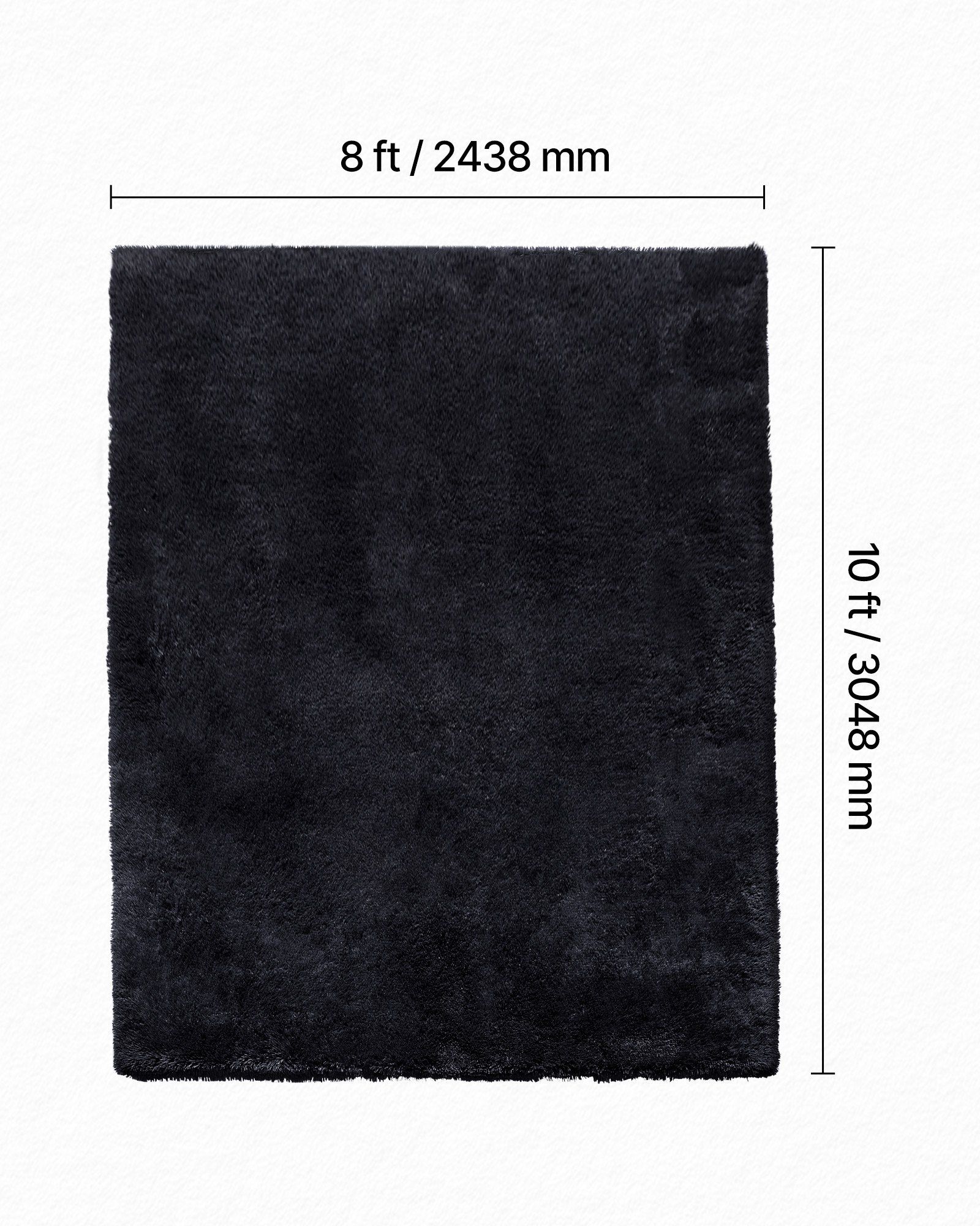 Indoor Plush Area Rugs, 2.44 x 3.05m Soft Plush Carpet, Furry Shag Area Rugs for Living Room, Bedroom, Sunroom, Modern Home Decor Aesthetic, Non-Shedding, Non-Woven, Slip-Resistant, Black - Image 3