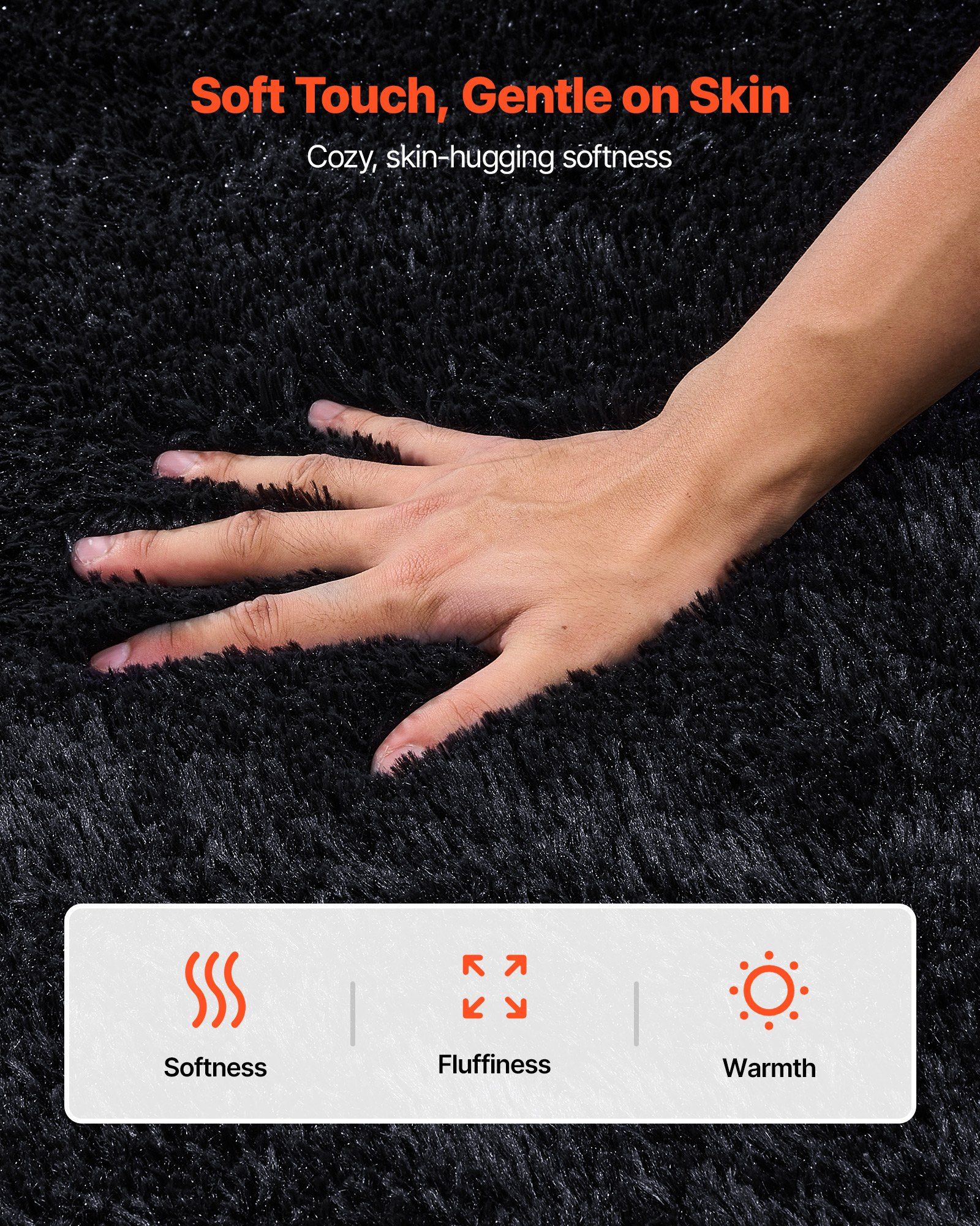 Indoor Plush Area Rugs, 2.44 x 3.05m Soft Plush Carpet, Furry Shag Area Rugs for Living Room, Bedroom, Sunroom, Modern Home Decor Aesthetic, Non-Shedding, Non-Woven, Slip-Resistant, Black - Image 7