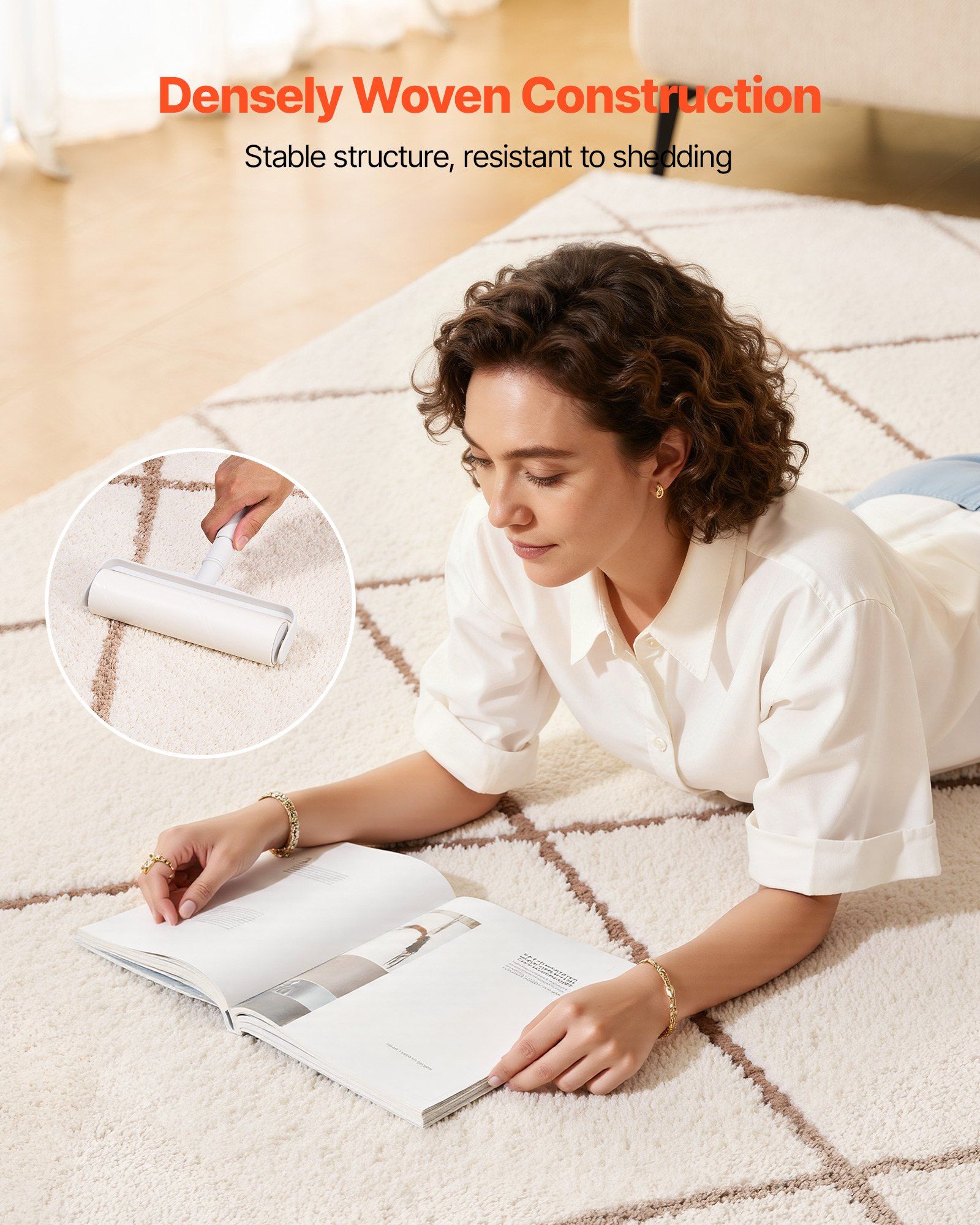 Indoor Plush Area Rugs, 2.44 x 3.05m Plush Carpet, Area Rugs Furry with Long Plushs Pile, Thick & Durable High-Pile Rug for High-Traffic Areas, Bedroom, Non-Shedding & Non-Slip Backing, Beige - Image 5