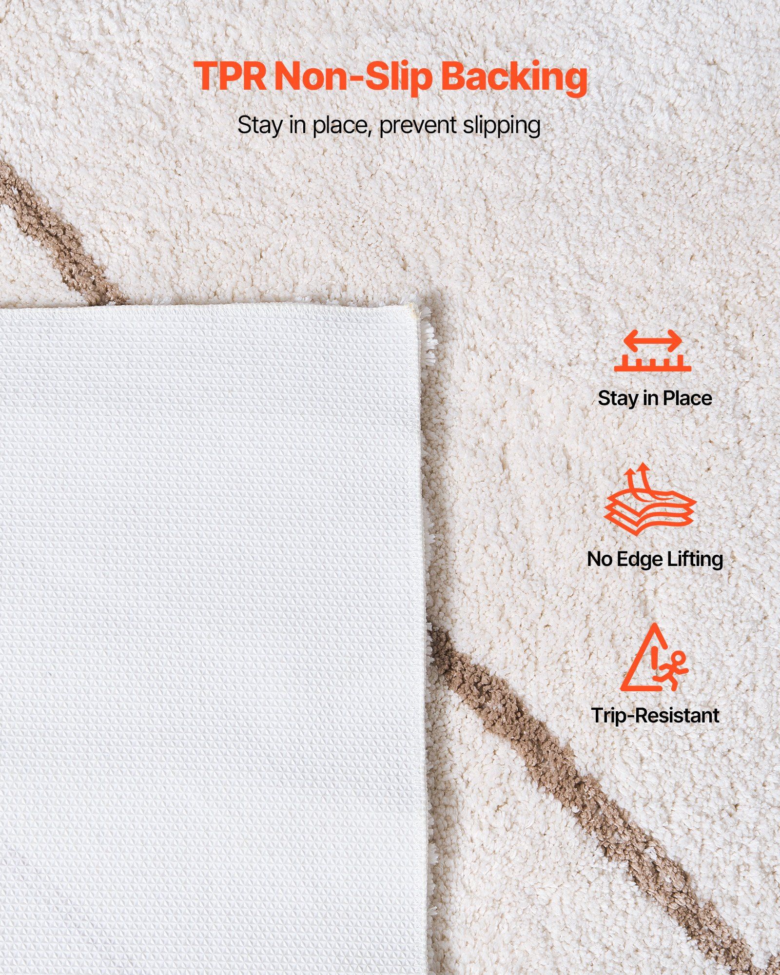 Indoor Plush Area Rugs, 2.44 x 3.05m Plush Carpet, Area Rugs Furry with Long Plushs Pile, Thick & Durable High-Pile Rug for High-Traffic Areas, Bedroom, Non-Shedding & Non-Slip Backing, Beige - Image 6