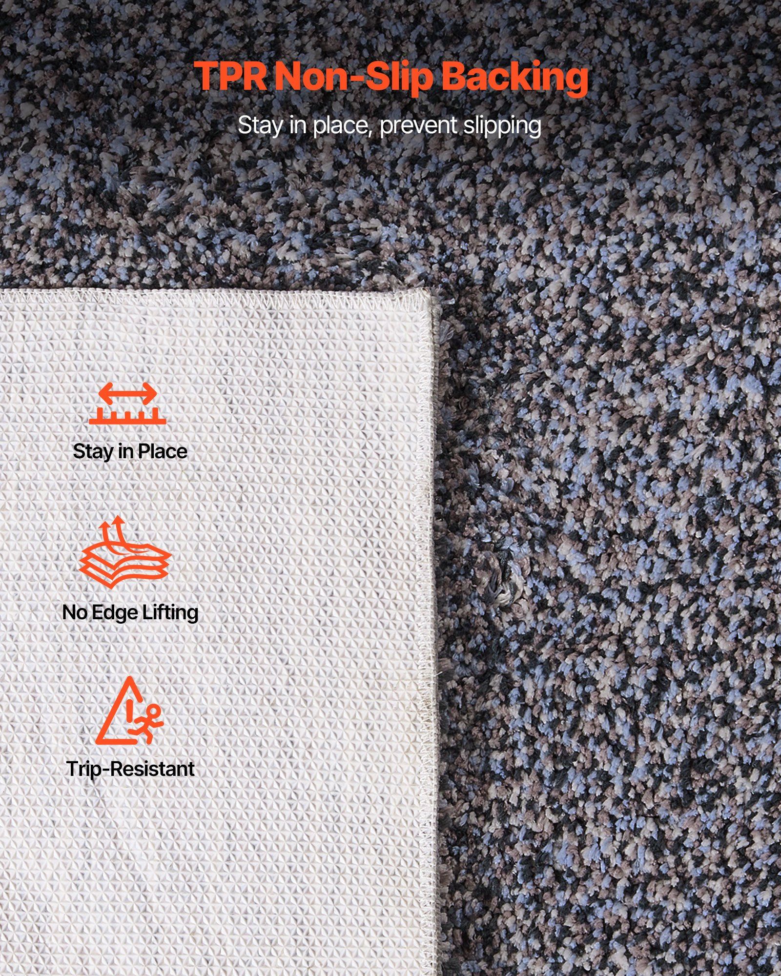 Indoor Plush Area Rugs, 2.44 x 3.05m Plush Carpet, Area Rugs Furry with Long Plushs Pile, Thick & Durable High-Pile Rug for High-Traffic Areas, Non-Shedding & Non-Slip Backing, Blue-Gray - Image 6